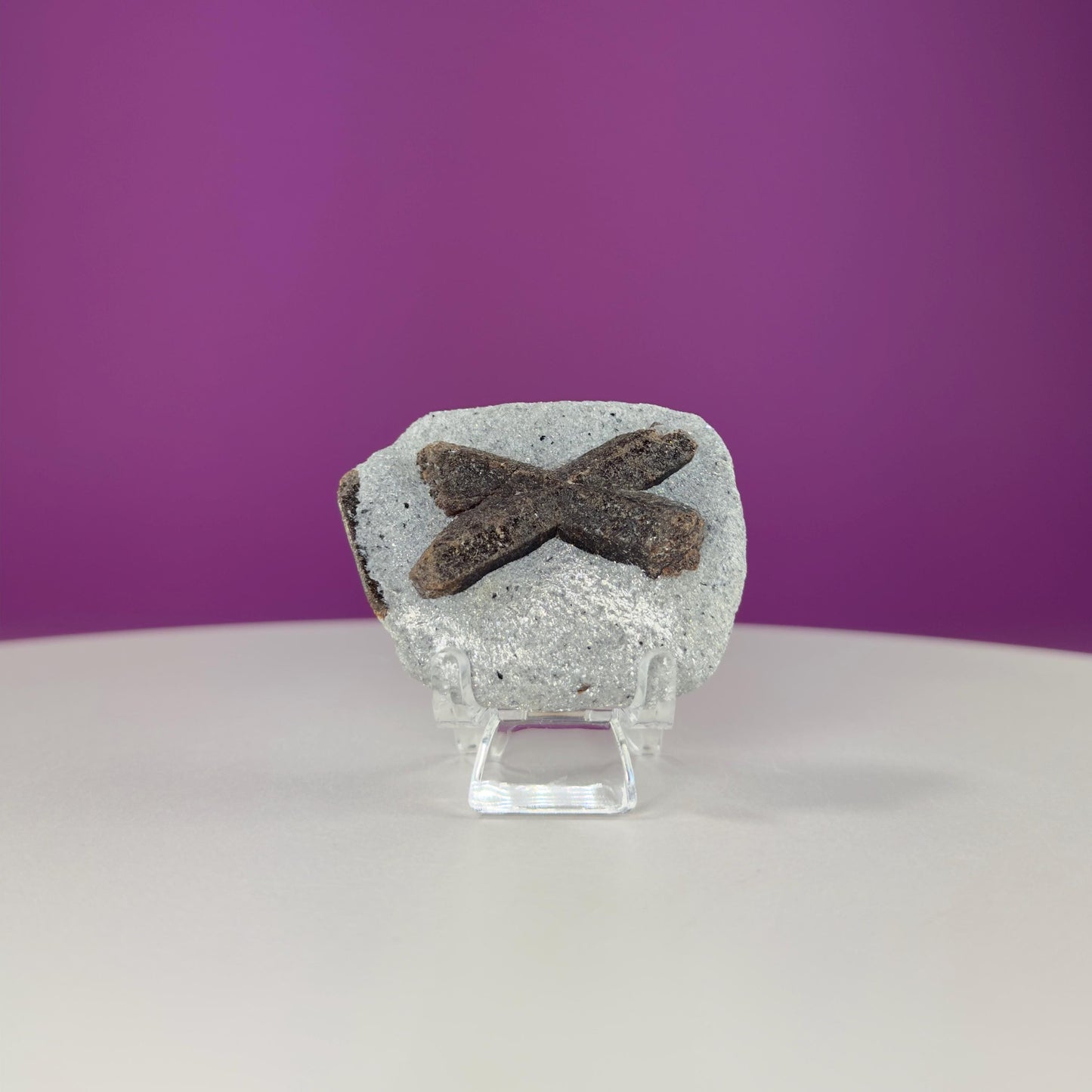 Staurolite Stone, Fairy Cross (Russia) (Includes Acrylic Stand)