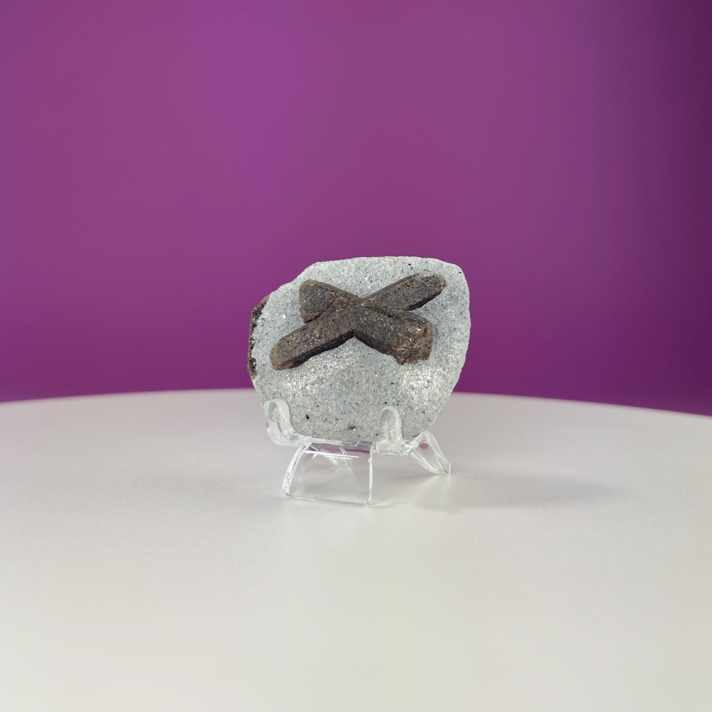 Staurolite Stone, Fairy Cross (Russia) (Includes Acrylic Stand)