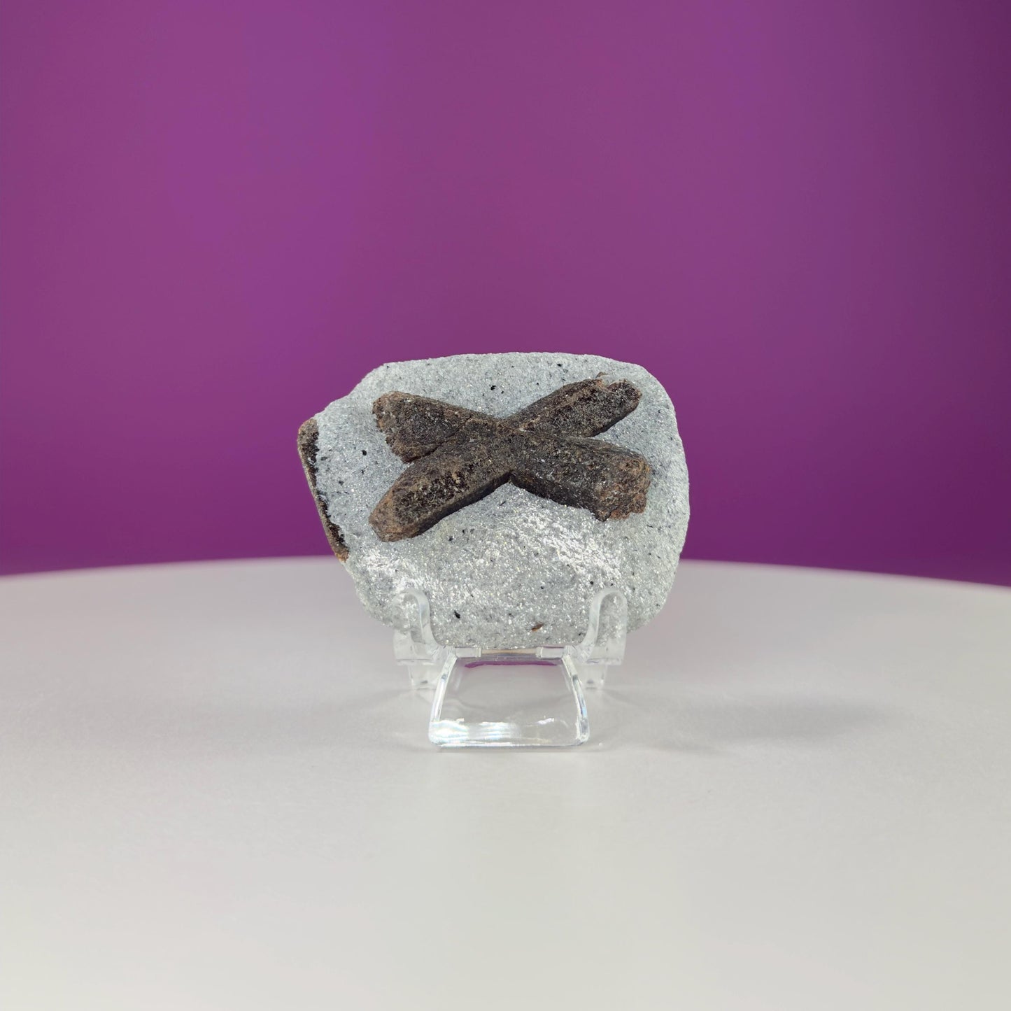 Staurolite Stone, Fairy Cross (Russia) (Includes Acrylic Stand)