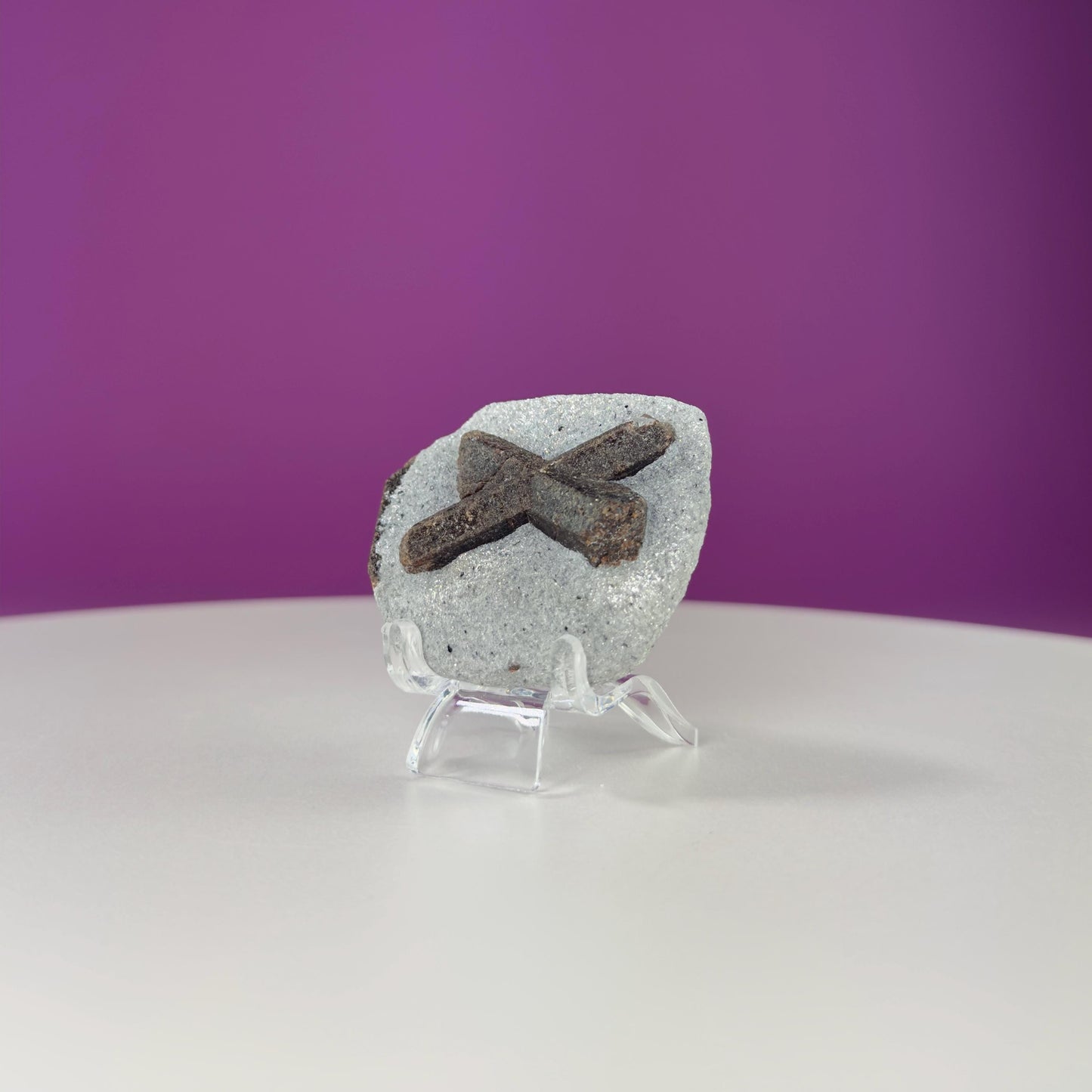 Staurolite Stone, Fairy Cross (Russia) (Includes Acrylic Stand)