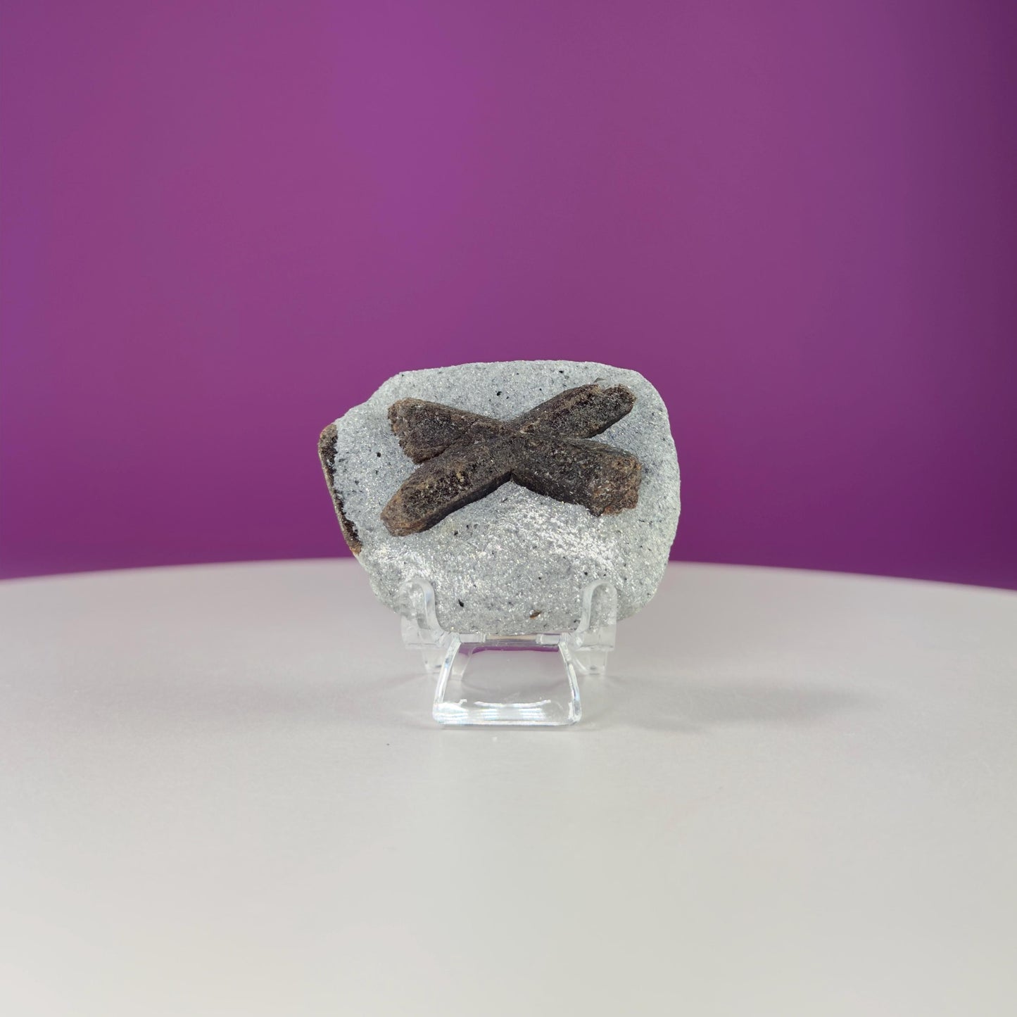 Staurolite Stone, Fairy Cross (Russia) (Includes Acrylic Stand)