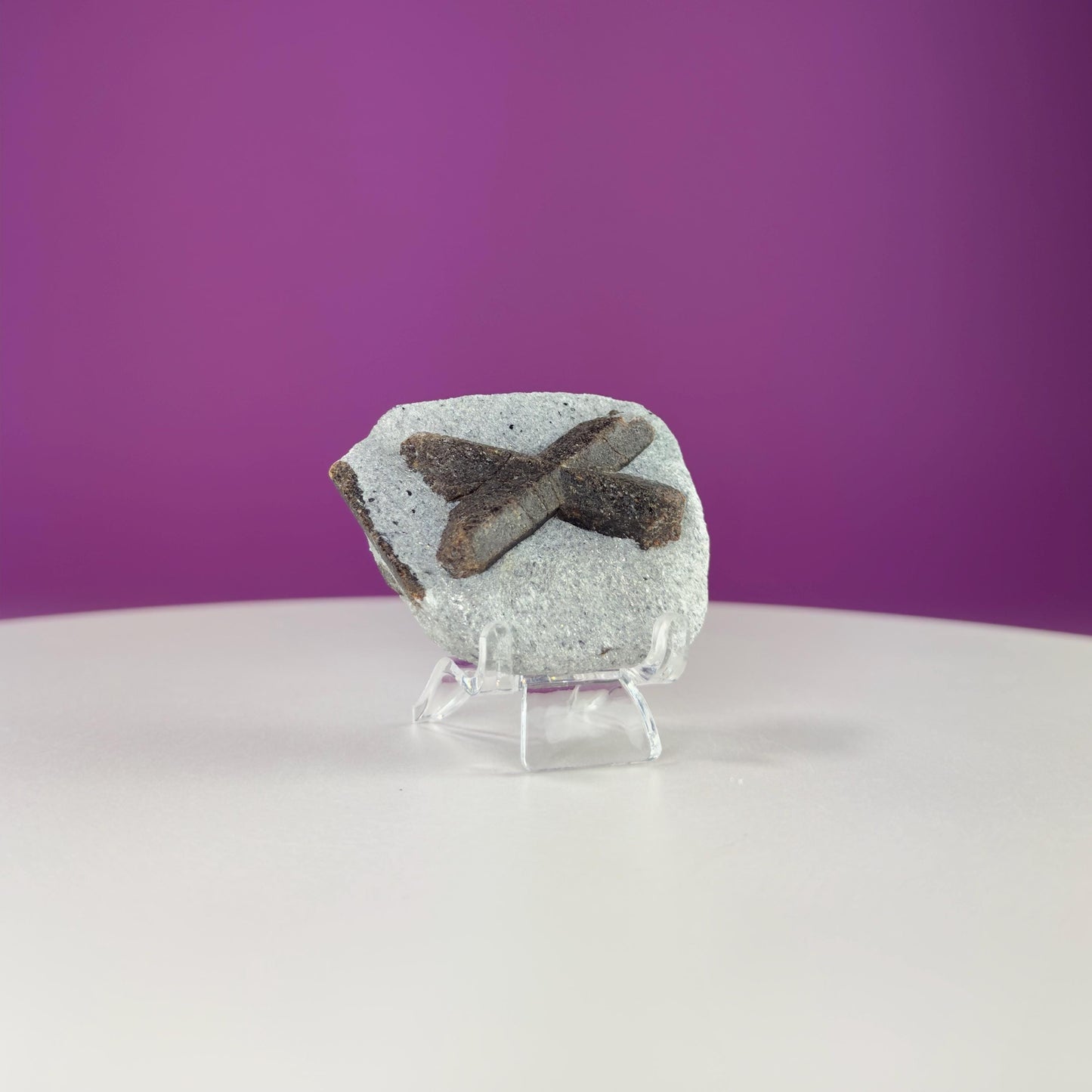 Staurolite Stone, Fairy Cross (Russia) (Includes Acrylic Stand)