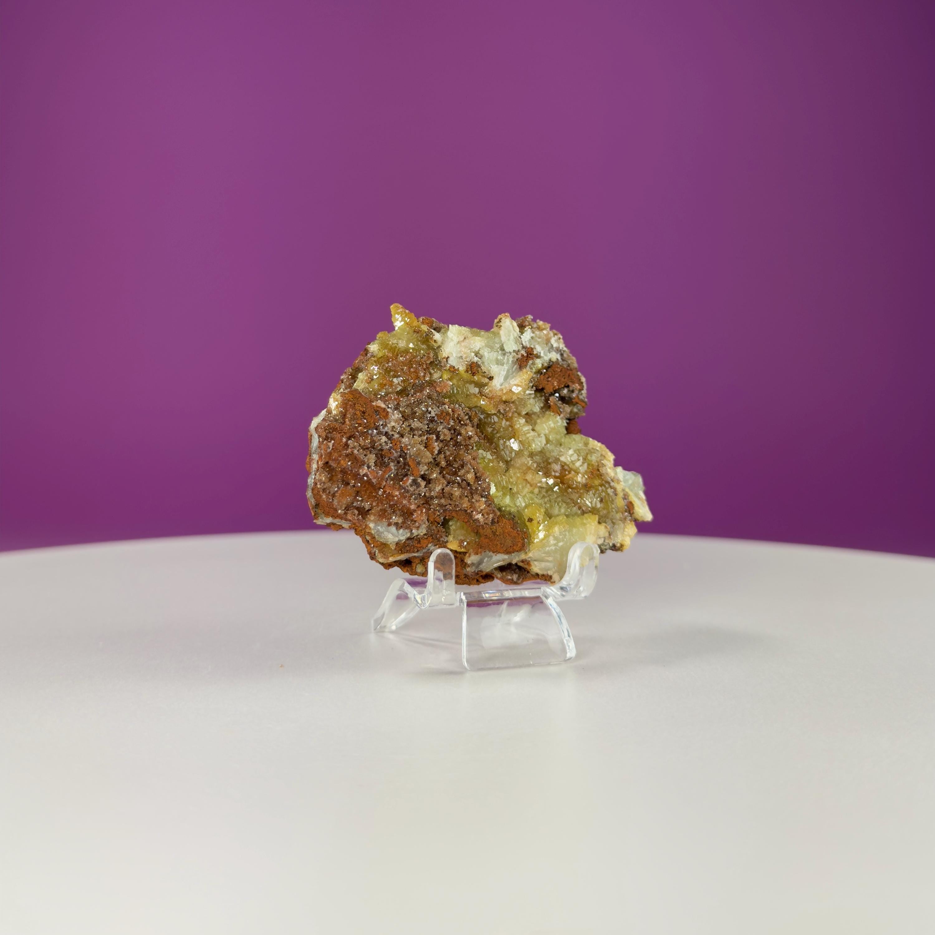 Adamite Specimen on Matrix (Mexico) (Includes Acrylic Stand)