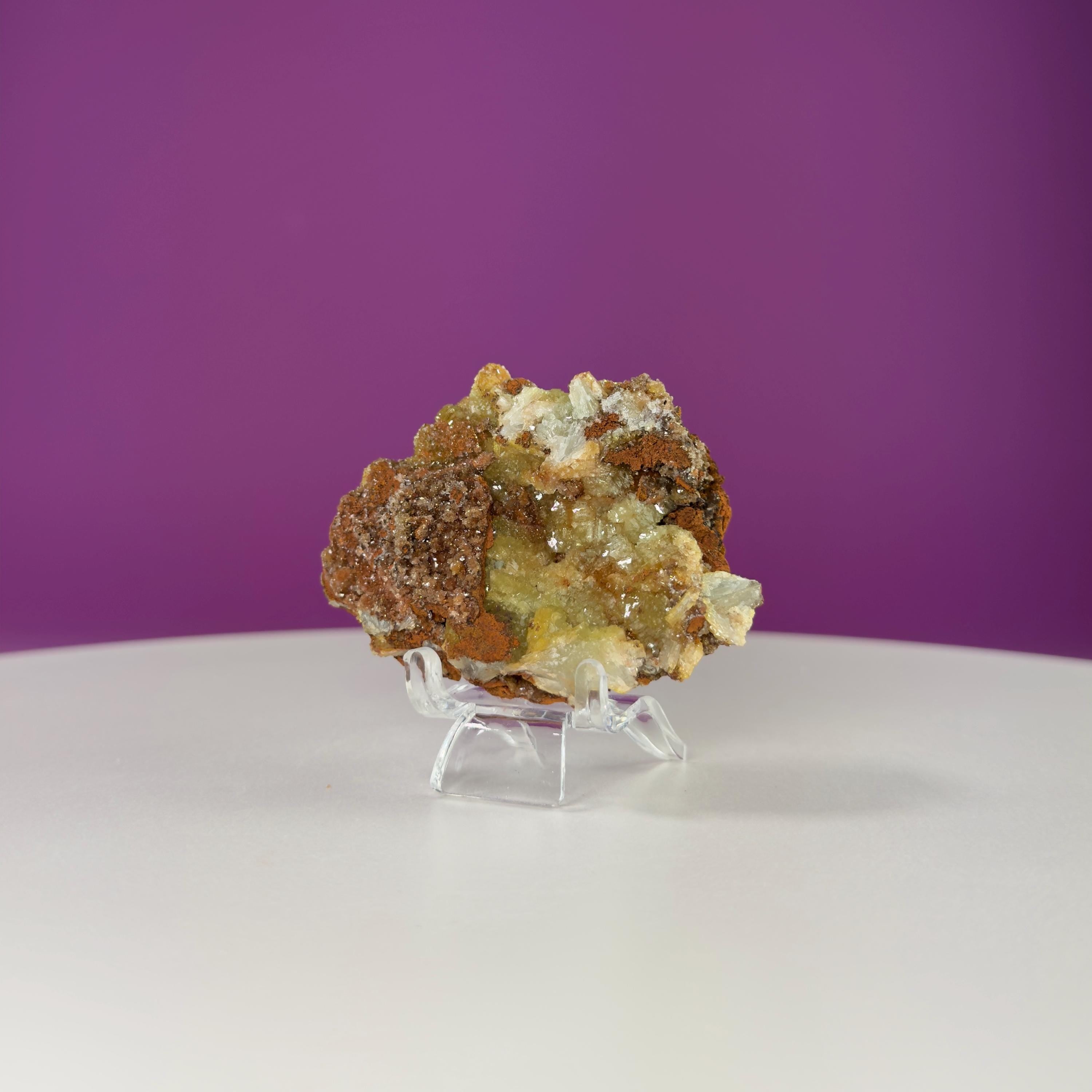 Adamite Specimen on Matrix (Mexico) (Includes Acrylic Stand)