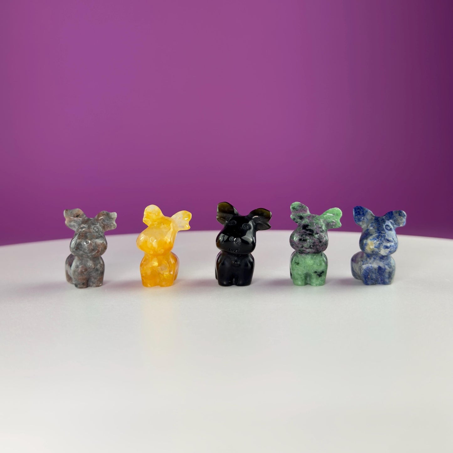 Small Mini Reindeer Crystal Carving-Choice of Stone