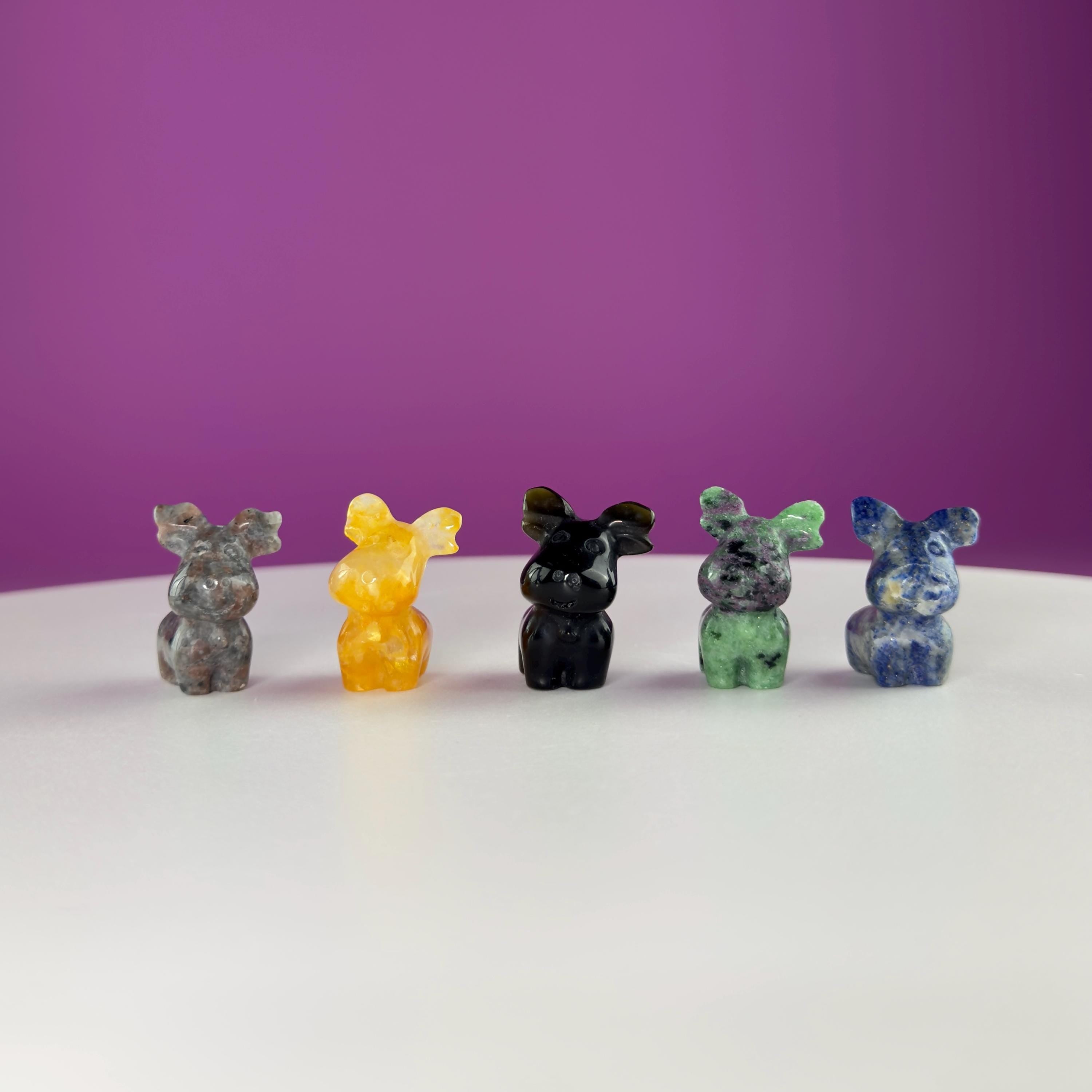 Small Mini Reindeer Crystal Carving-Choice of Stone