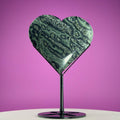 Kambaba Jasper Heart Carving (Includes Black Metal Stand)