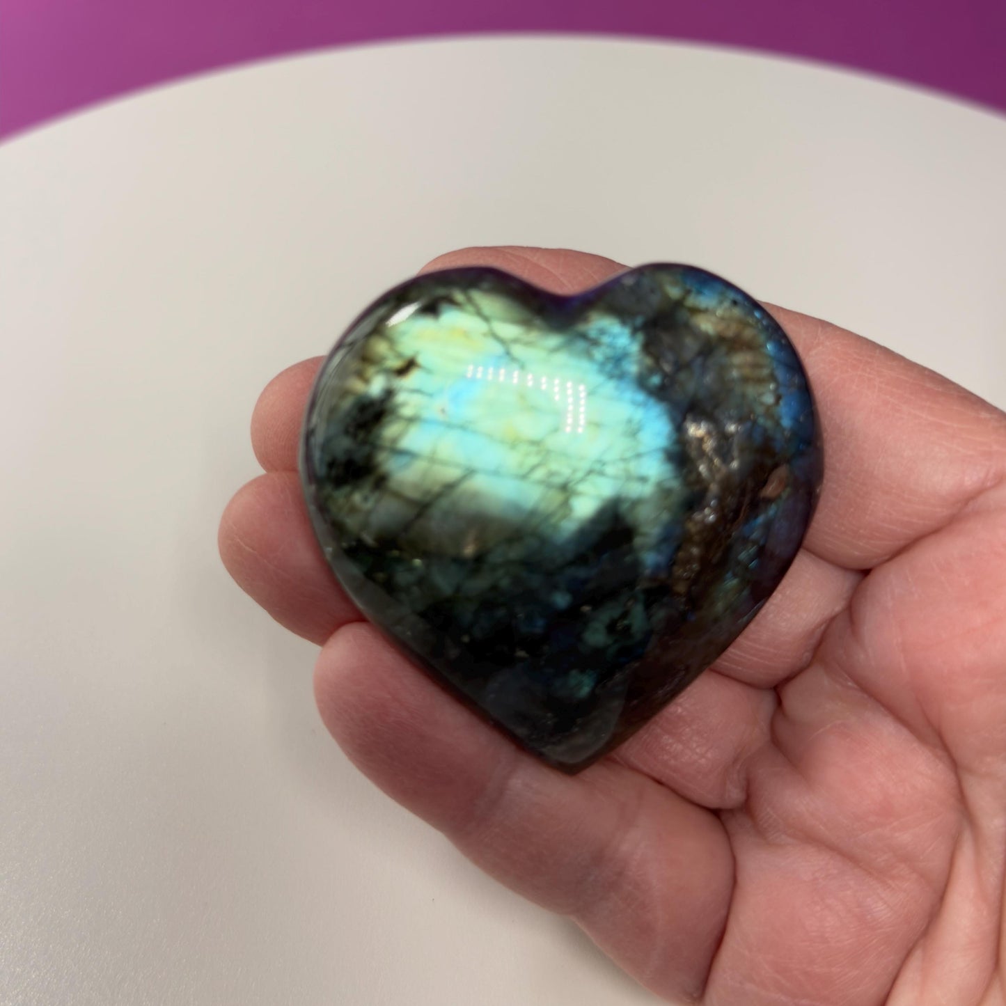 Labradorite Heart Carving, Flashy Labradorite