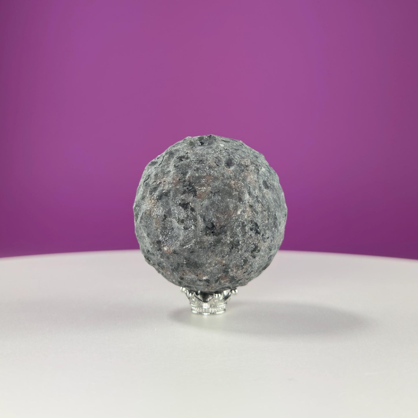 Yooperlite Moon Sphere (Includes Silver Stand), UV Reactive