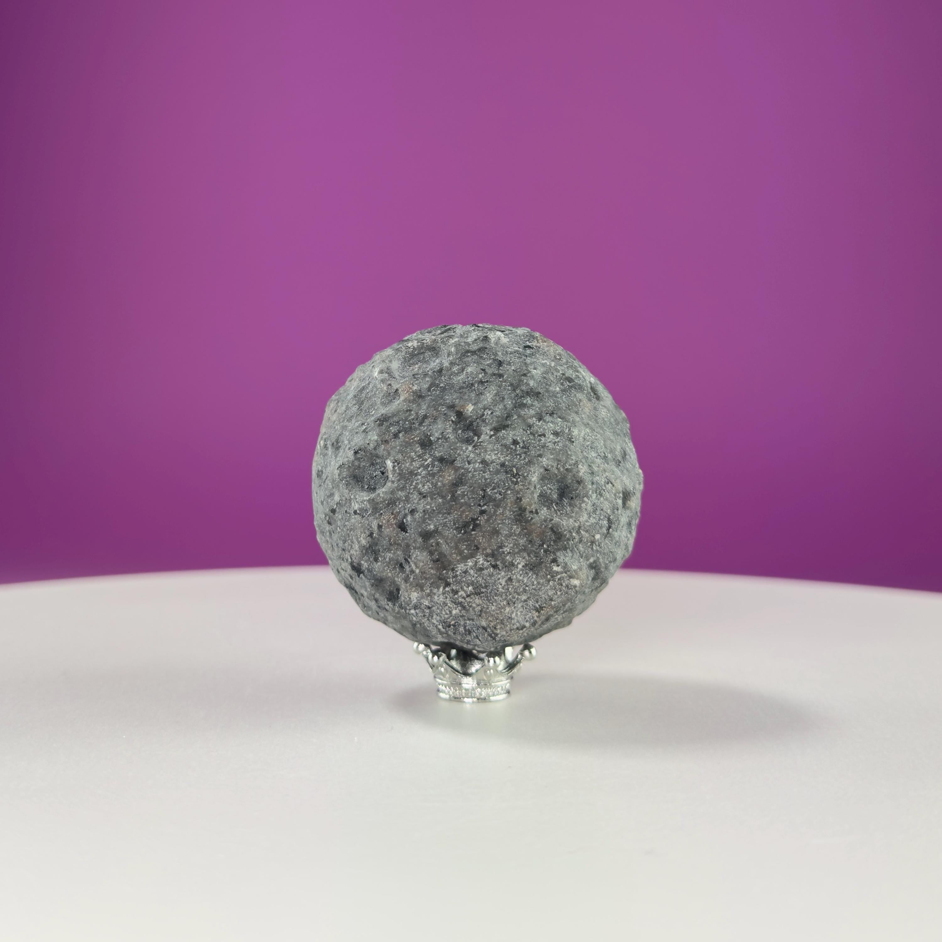 Yooperlite Moon Sphere (Includes Silver Stand), UV Reactive