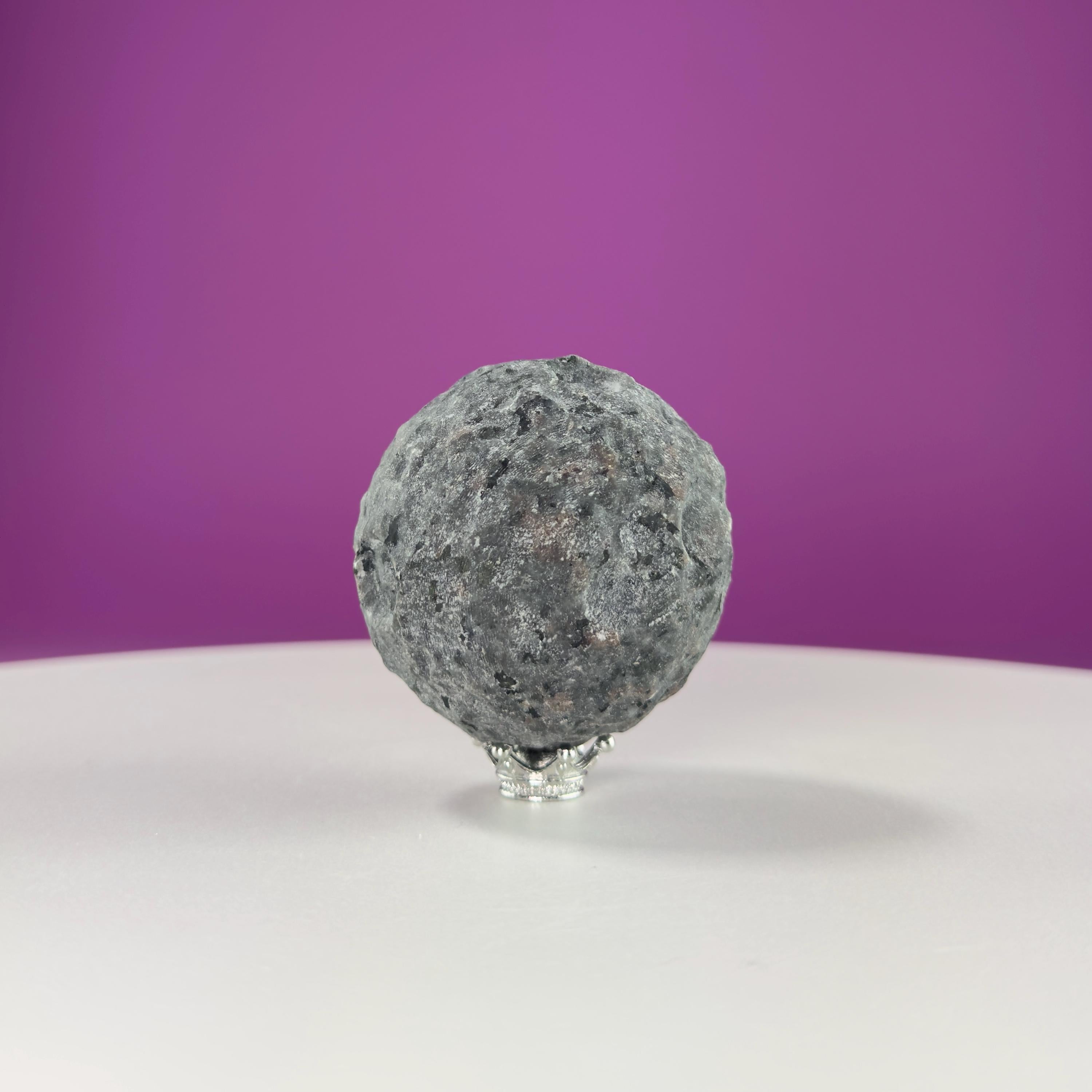 Yooperlite Moon Sphere (Includes Silver Stand), UV Reactive