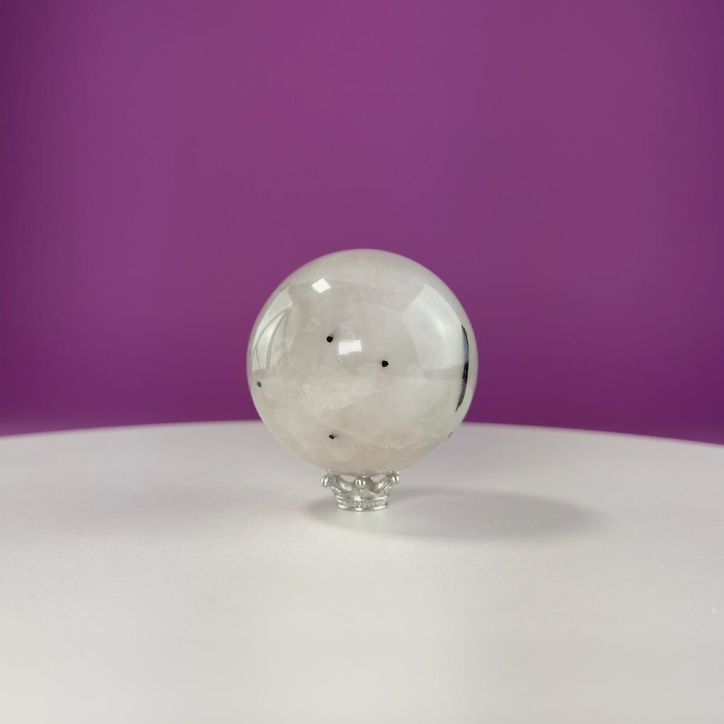 Tourmaline Quartz Sphere (Includes Silver Stand)