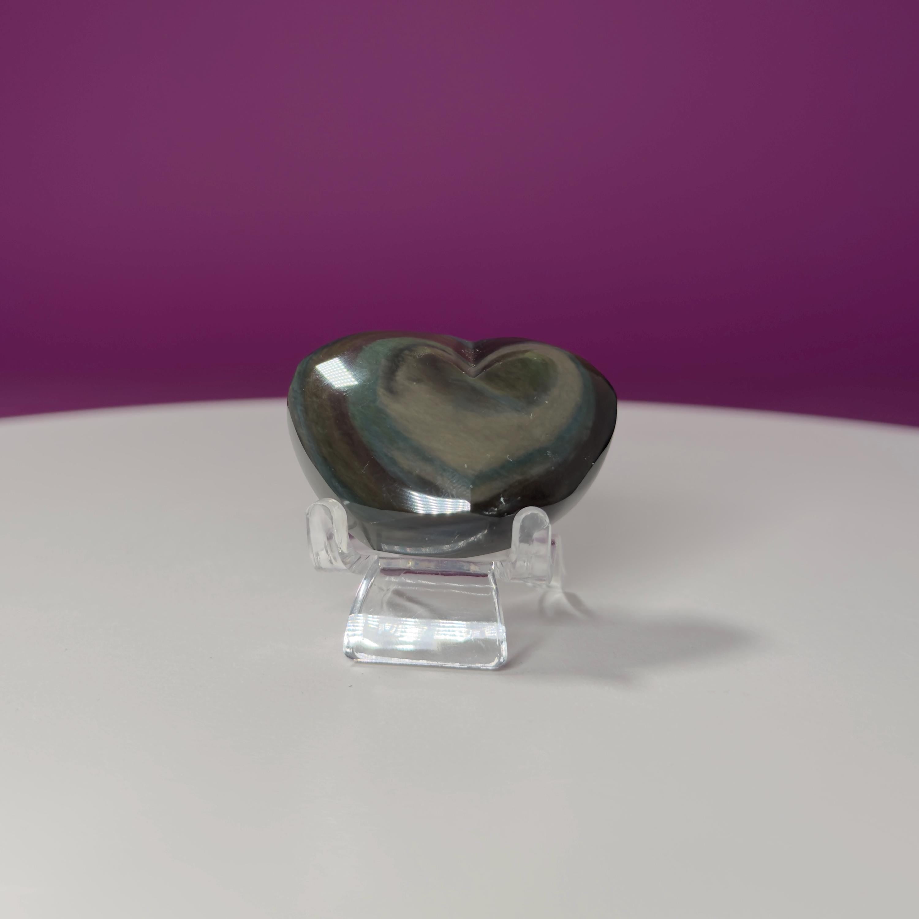 Mini Rainbow Obsidian Heart Carving (Mexico)