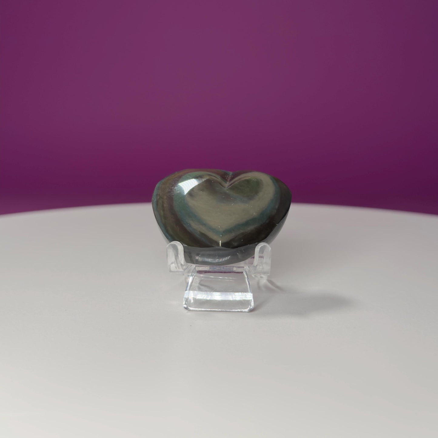 Mini Rainbow Obsidian Heart Carving (Mexico)