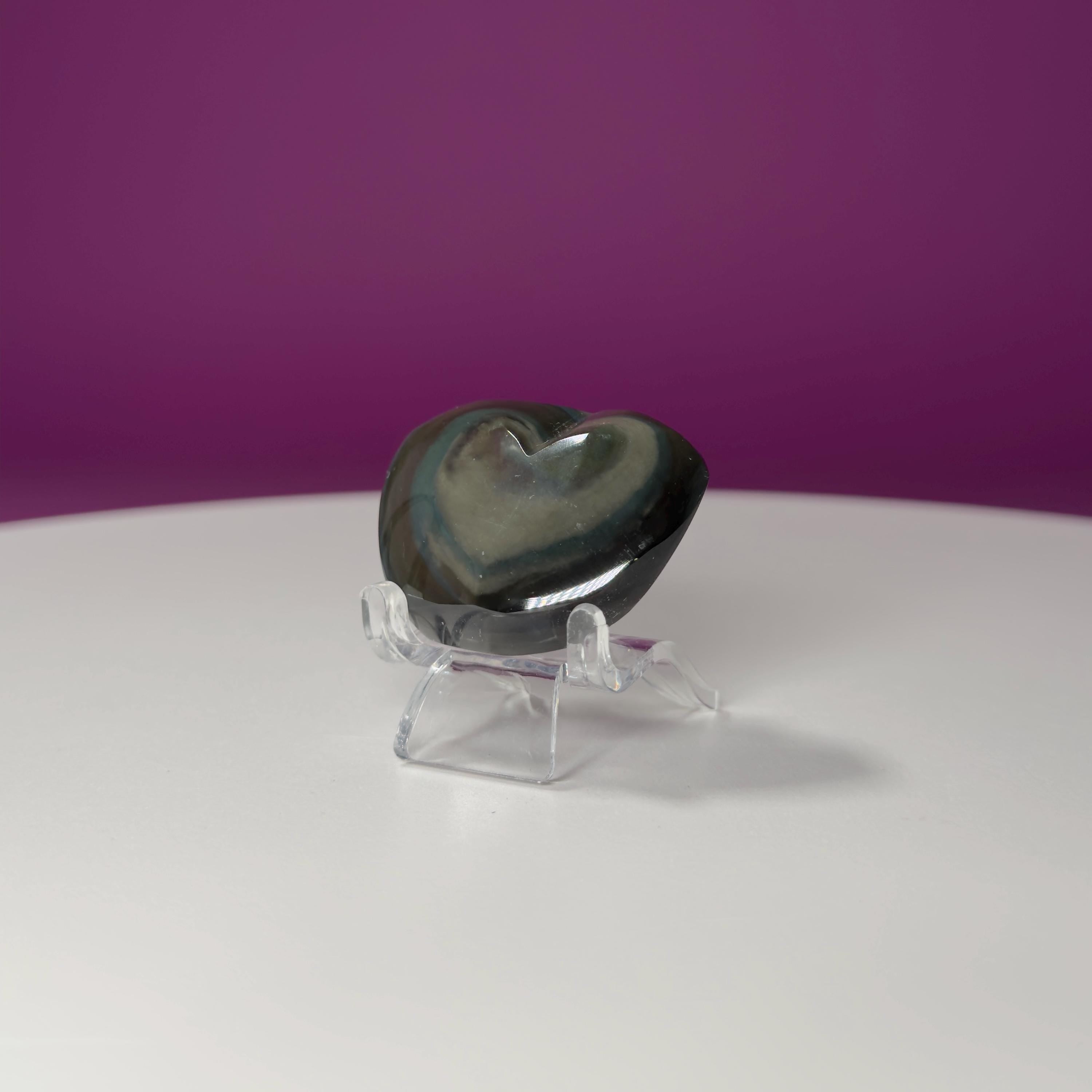 Mini Rainbow Obsidian Heart Carving (Mexico)