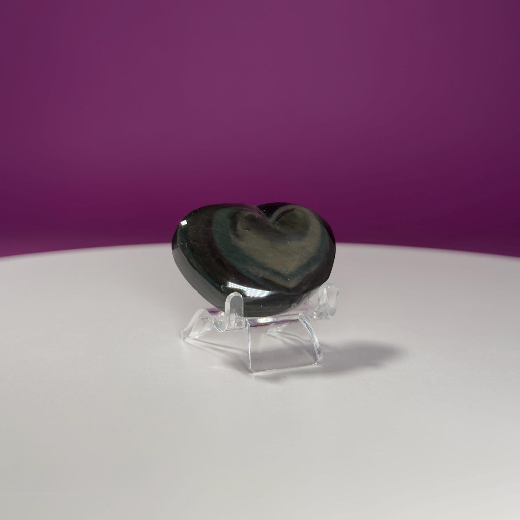 Mini Rainbow Obsidian Heart Carving (Mexico)