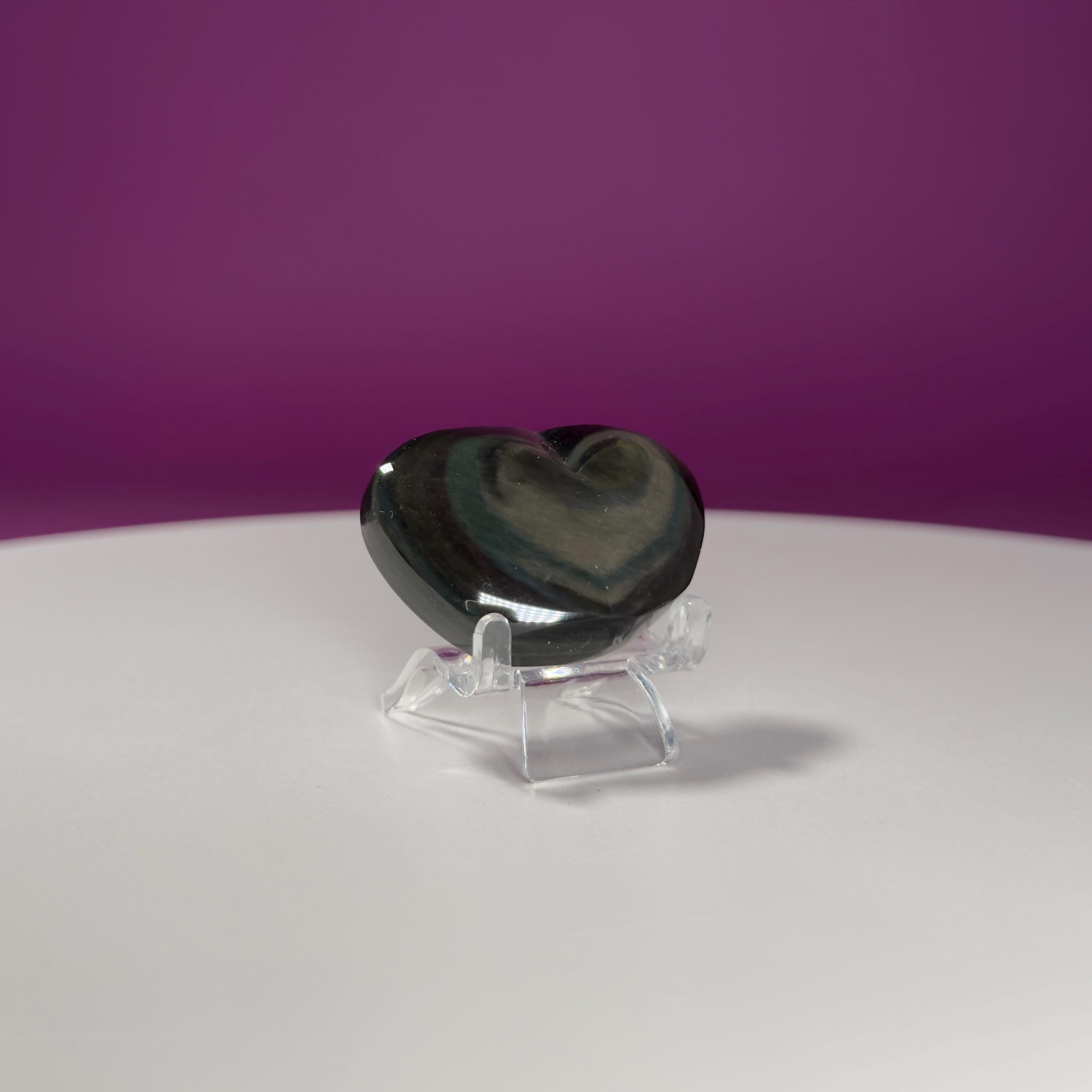 Mini Rainbow Obsidian Heart Carving (Mexico)