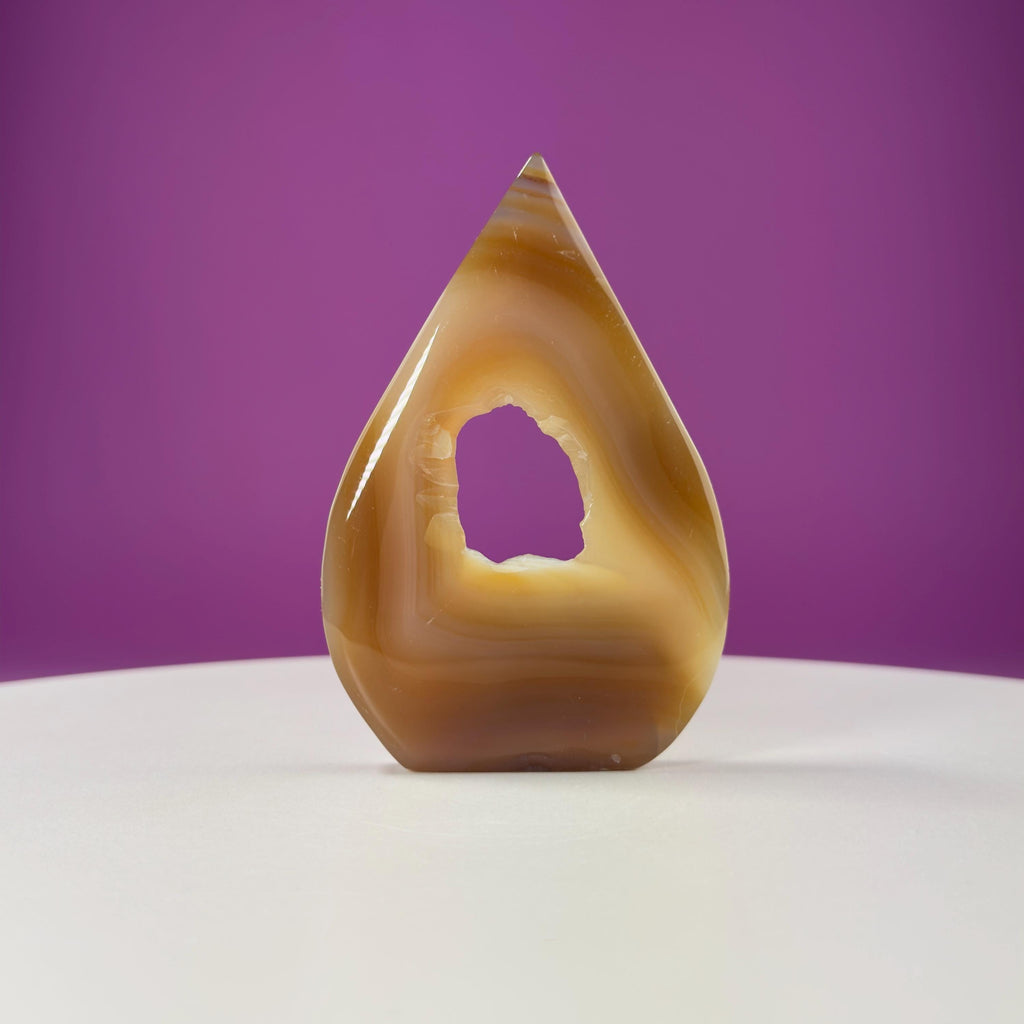 Agate Flame Carving with Portal (Brazil)