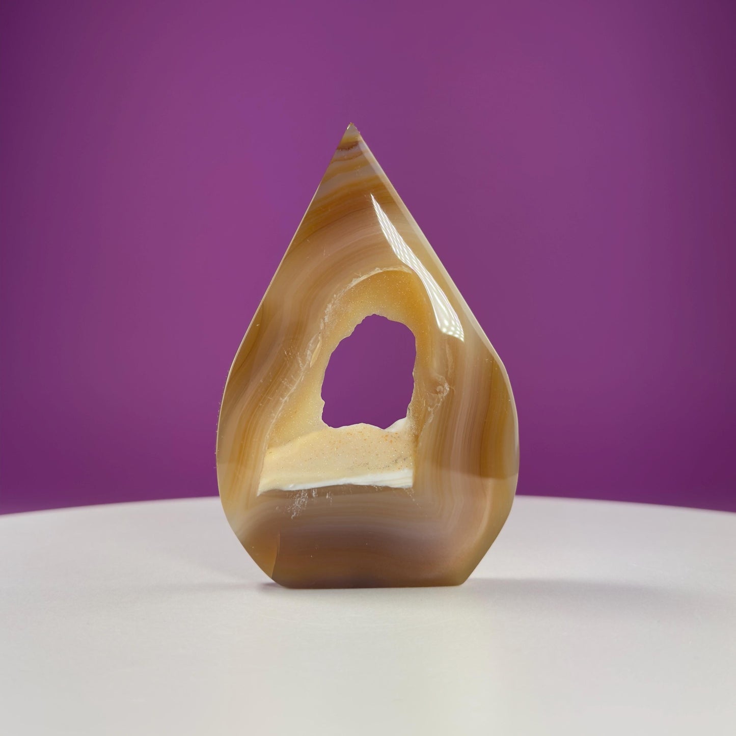 Agate Flame Carving with Portal (Brazil)