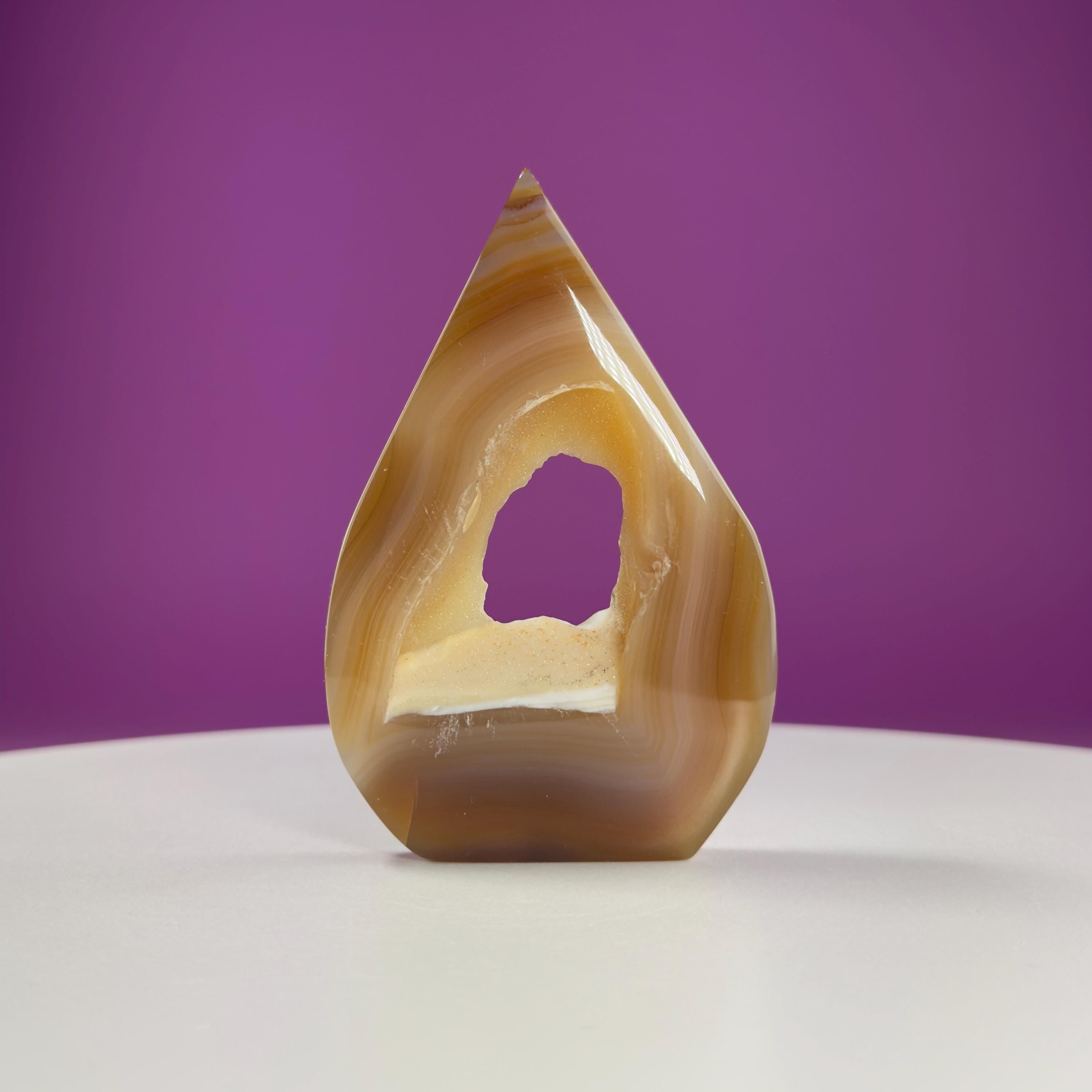 Agate Flame Carving with Portal (Brazil)