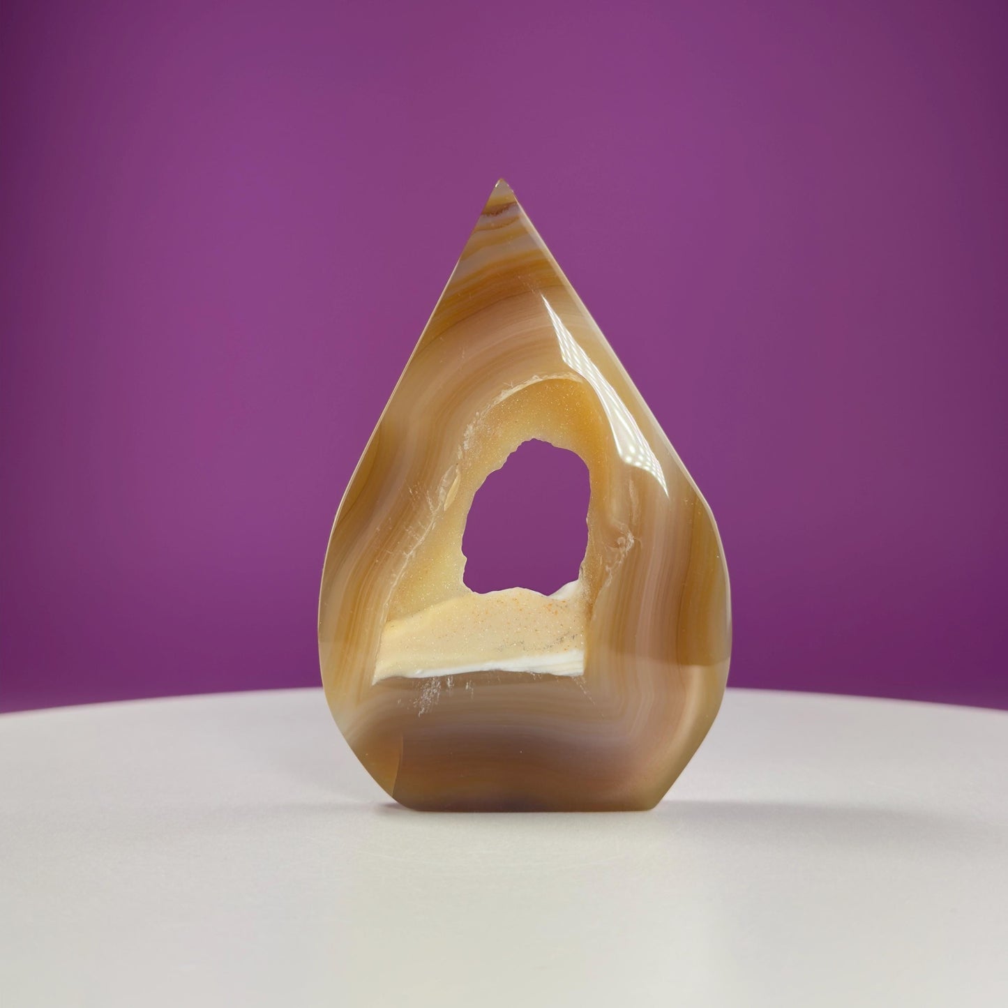 Agate Flame Carving with Portal (Brazil)