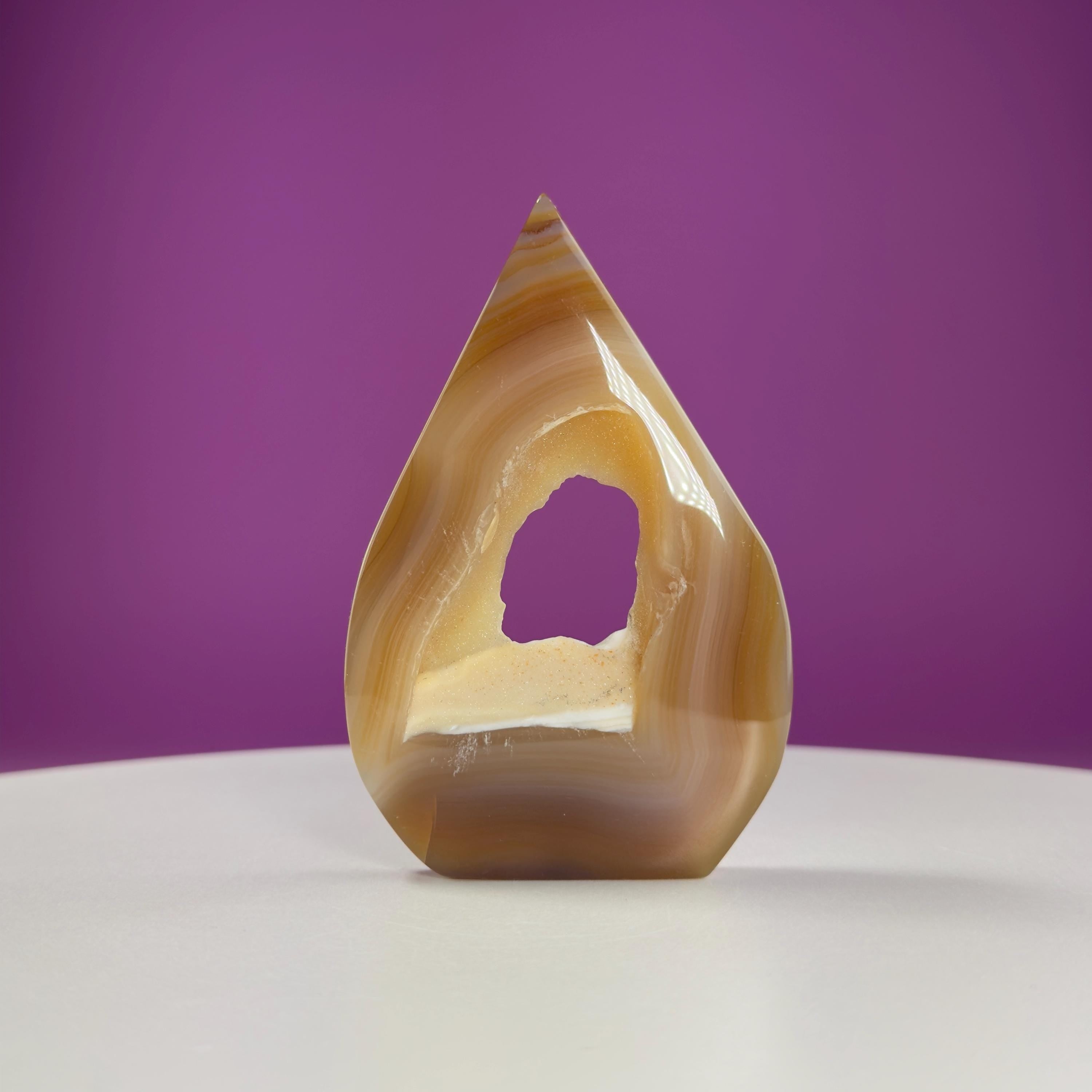 Agate Flame Carving with Portal (Brazil)