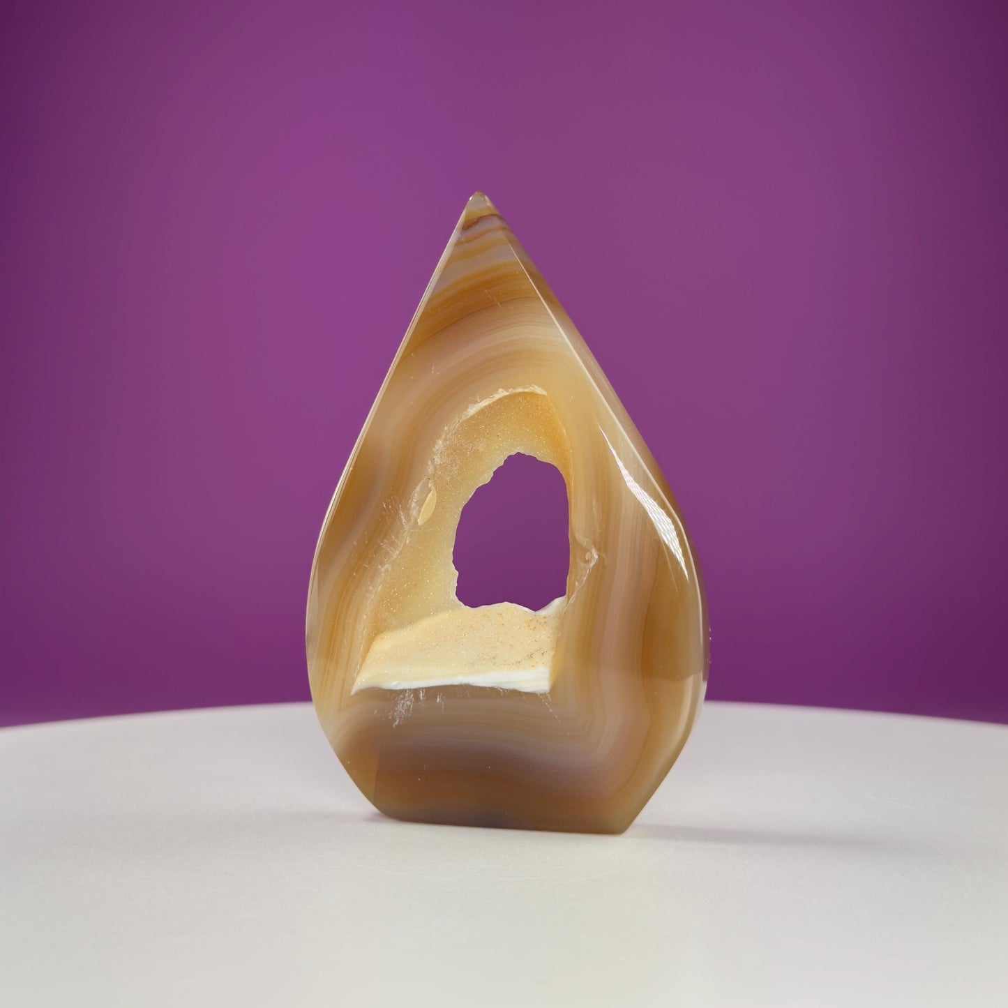 Agate Flame Carving with Portal (Brazil)