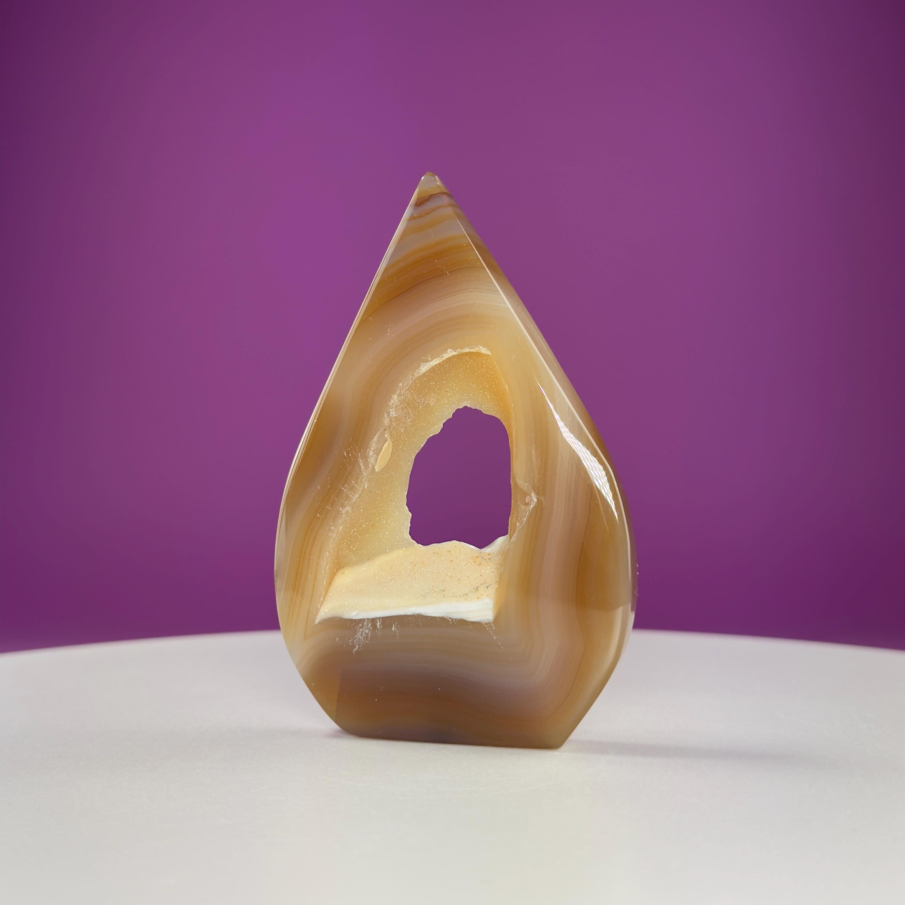 Agate Flame Carving with Portal (Brazil)
