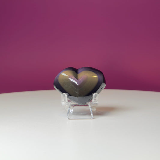 Mini Rainbow Obsidian Heart Carving (Mexico)
