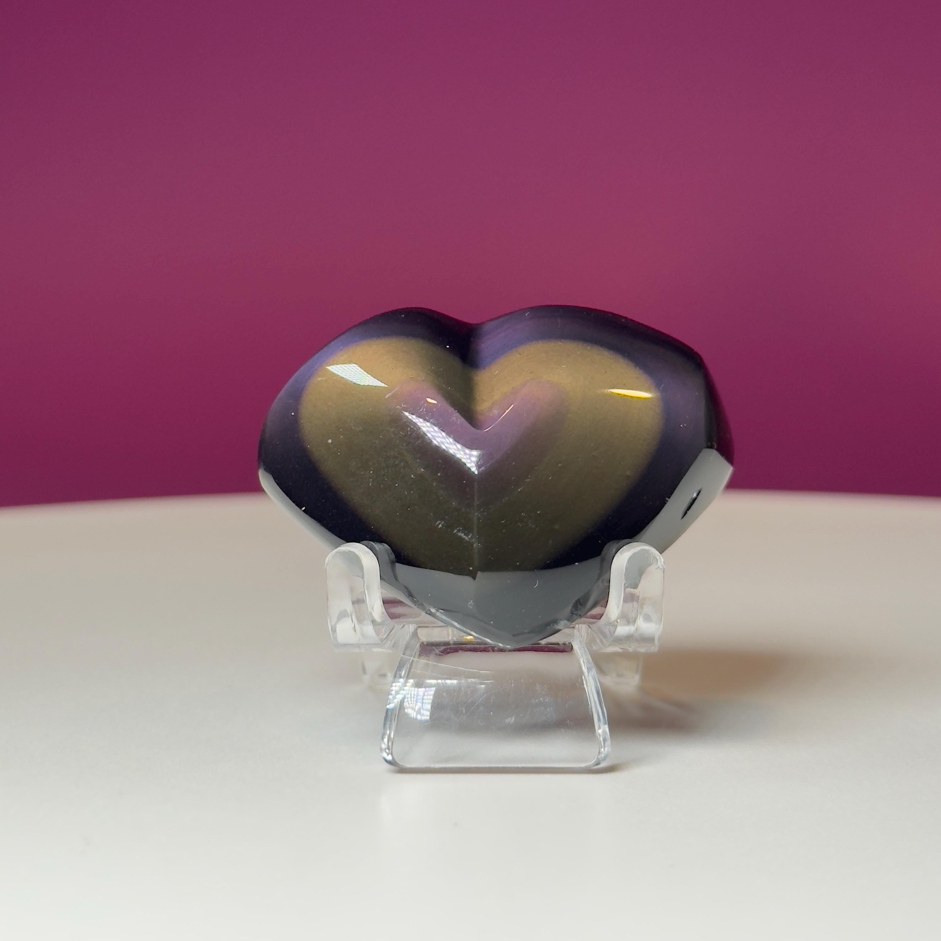 Mini Rainbow Obsidian Heart Carving (Mexico)