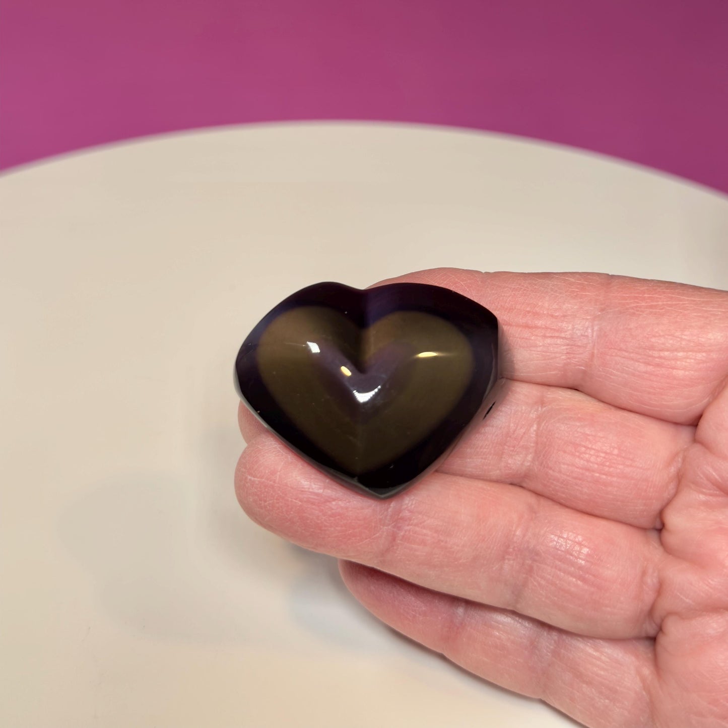 Mini Rainbow Obsidian Heart Carving (Mexico)