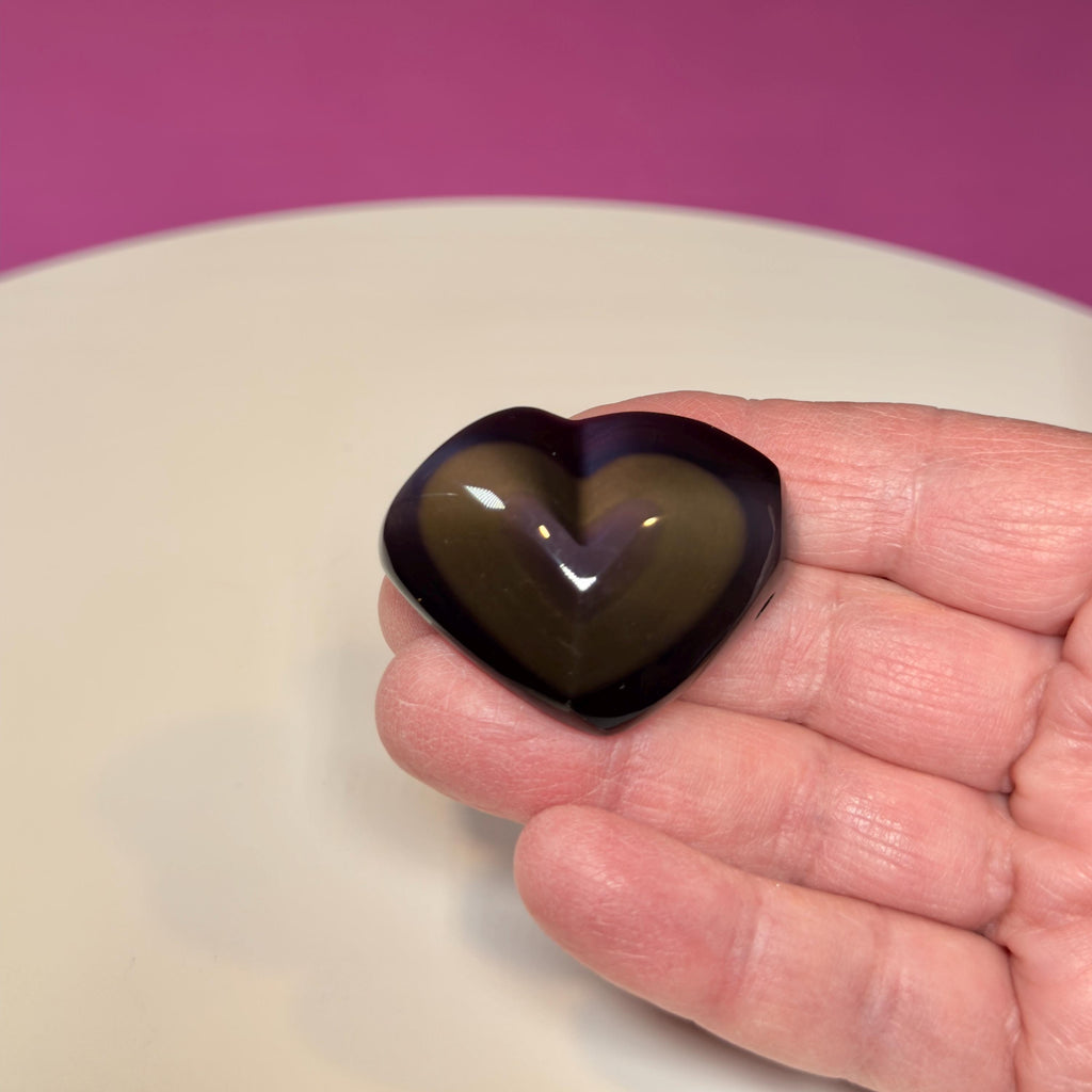 Mini Rainbow Obsidian Heart Carving (Mexico)