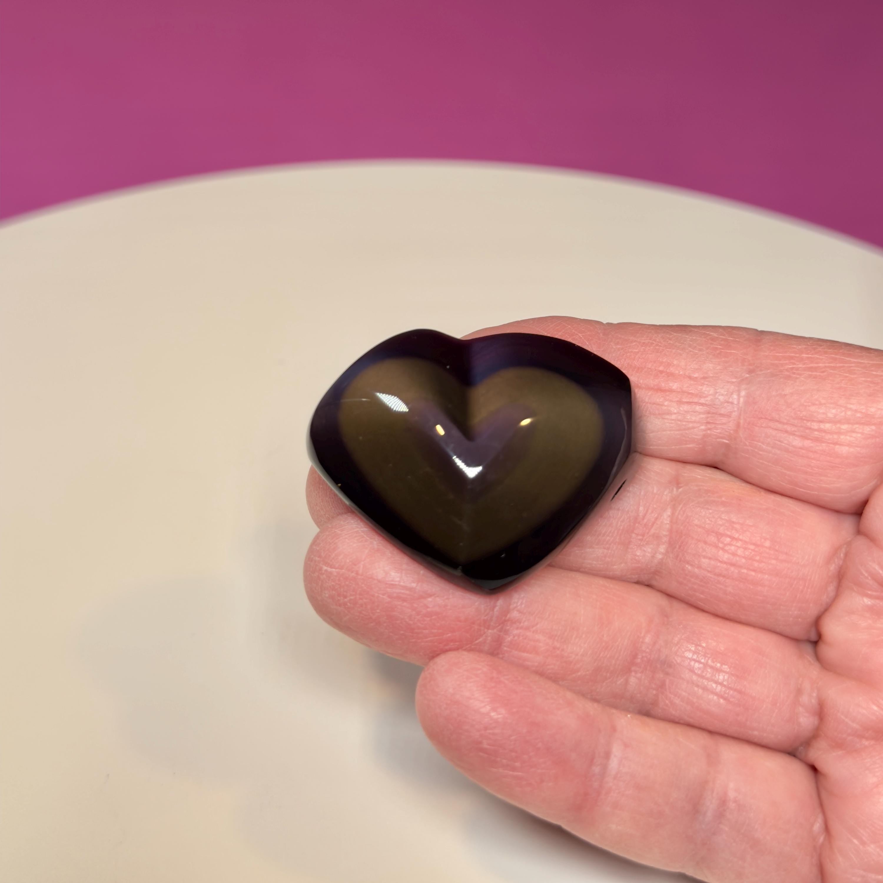 Mini Rainbow Obsidian Heart Carving (Mexico)