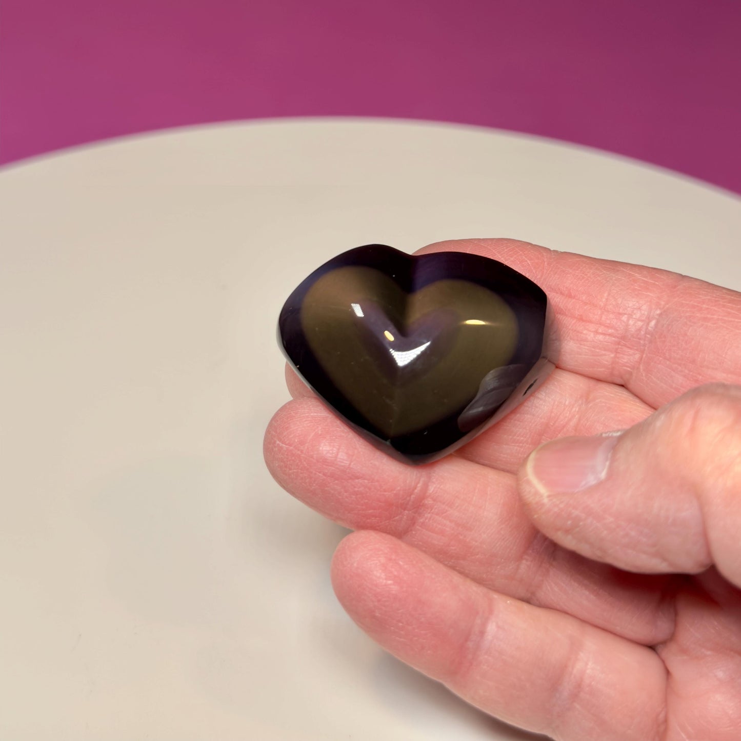 Mini Rainbow Obsidian Heart Carving (Mexico)