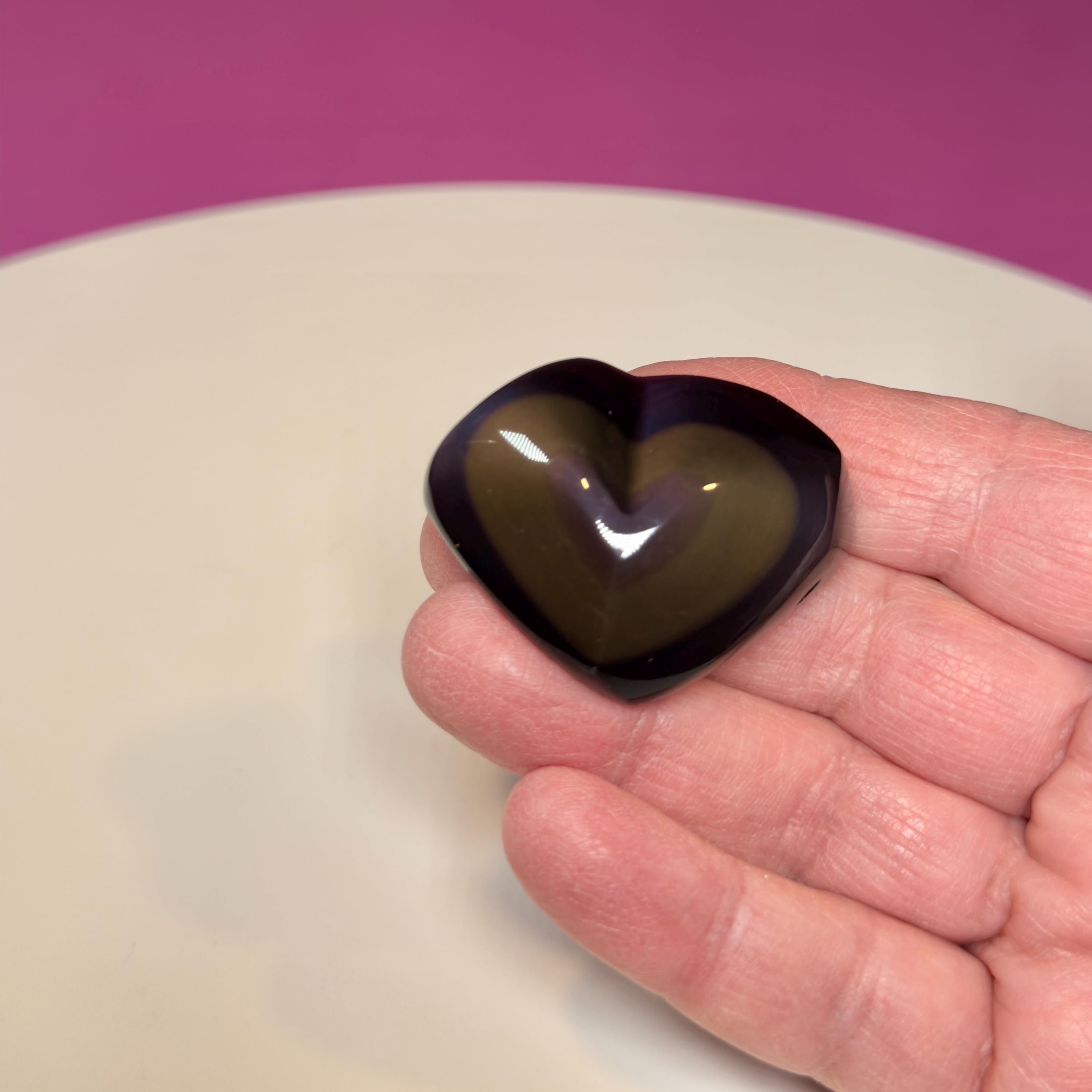 Mini Rainbow Obsidian Heart Carving (Mexico)