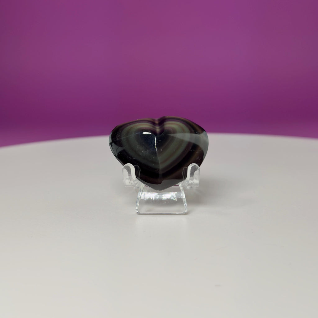 Mini Rainbow Obsidian Heart Carving (Mexico)