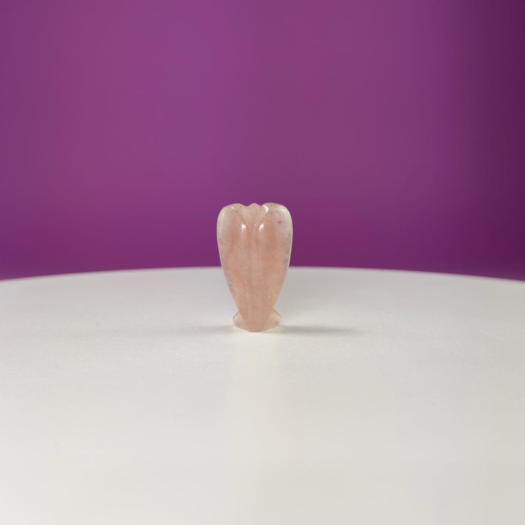 Mini Strawberry Quartz Angel Carving