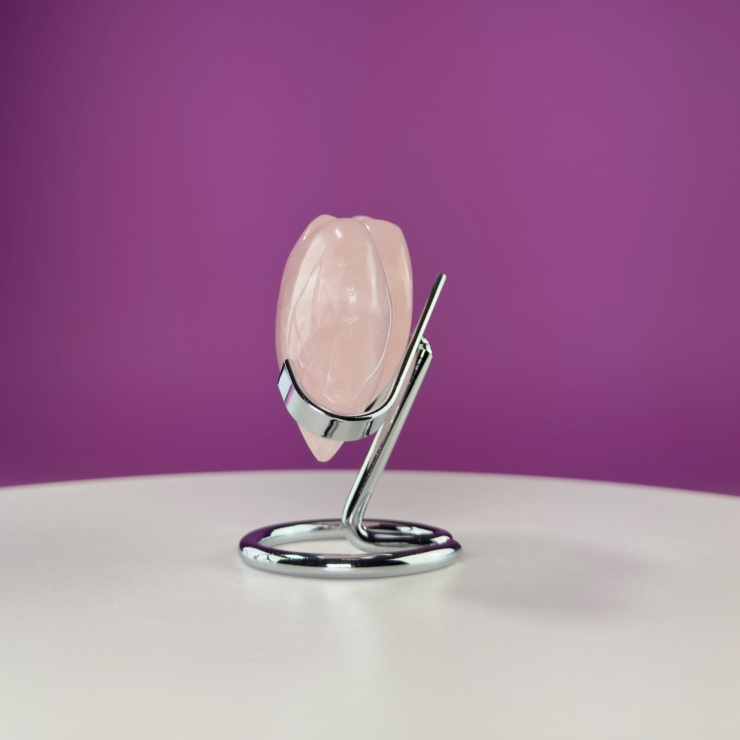 Rose Quartz Double Heart (Mexico) (Includes Silver Metal Stand)