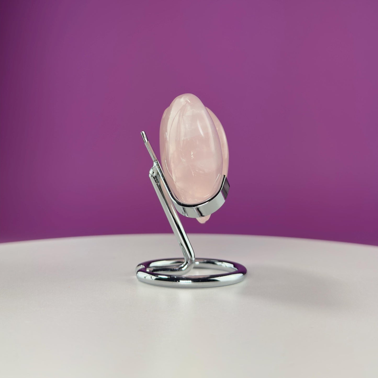 Rose Quartz Double Heart (Mexico) (Includes Silver Metal Stand)