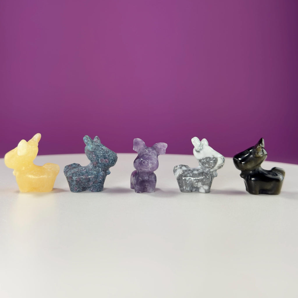 Small Mini Reindeer Crystal Carving-Choice of Stone