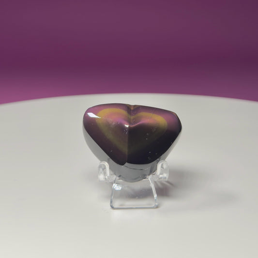 Mini Rainbow Obsidian Heart Carving (Mexico)