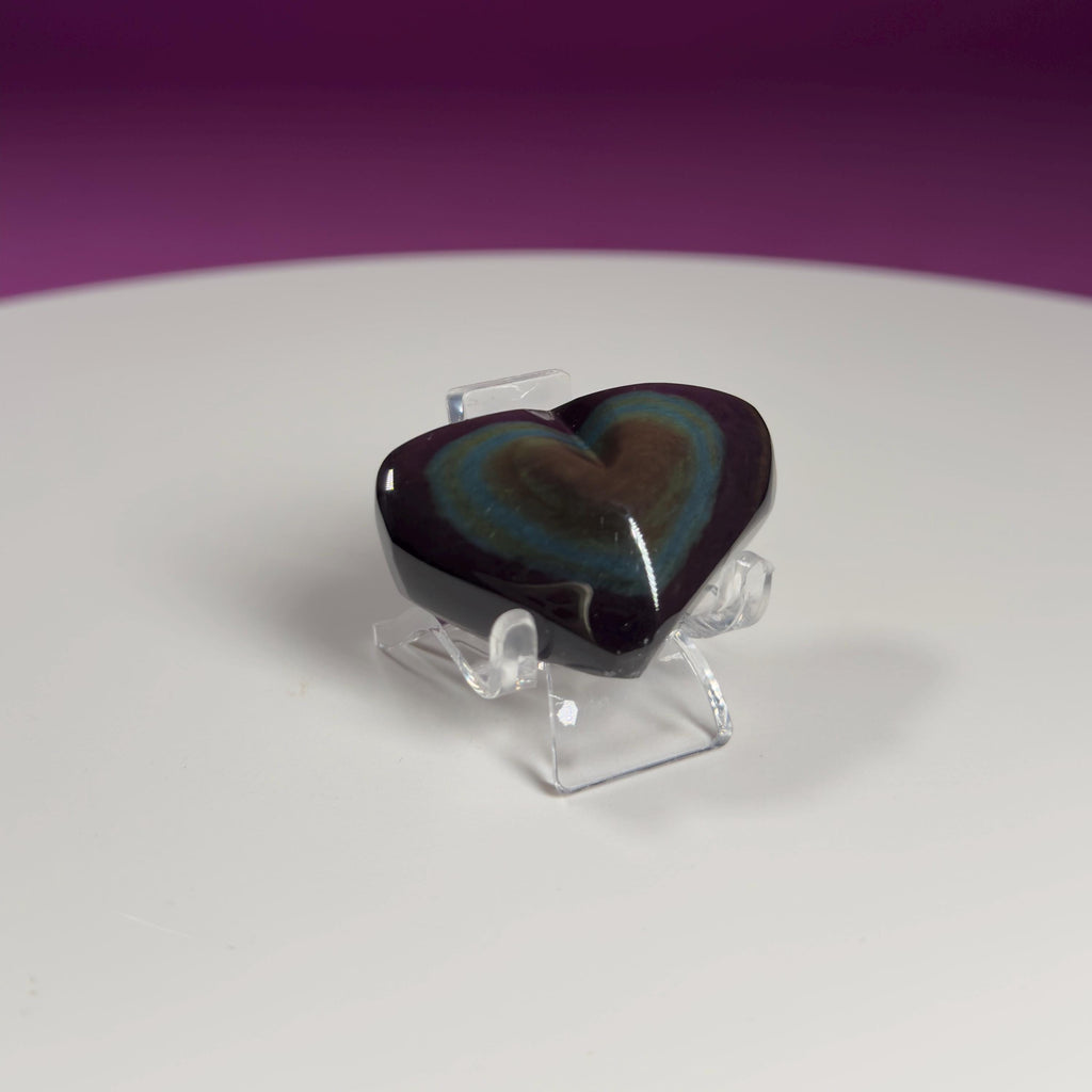 Mini Rainbow Obsidian Heart Carving (Mexico)