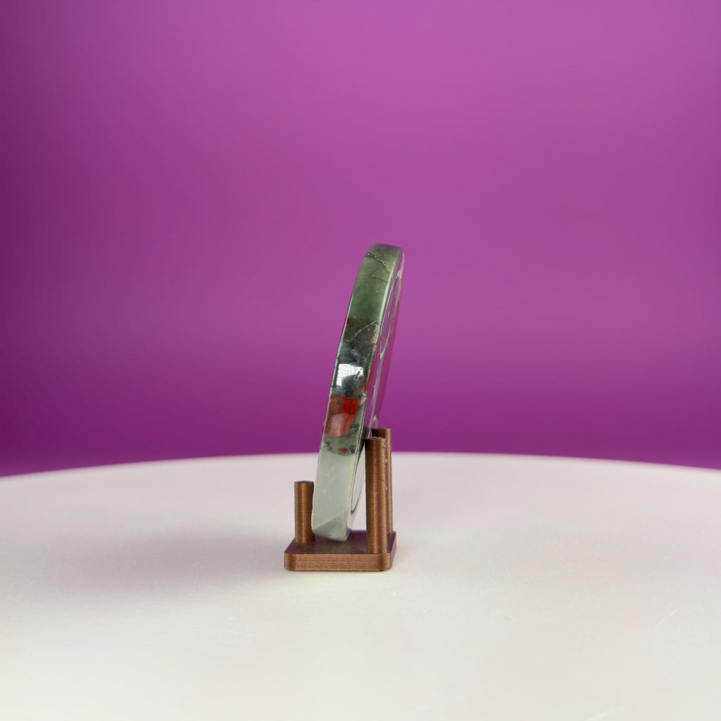 African Bloodstone Money Coin  Prosperity & Grounding Crystal Disk (63g)