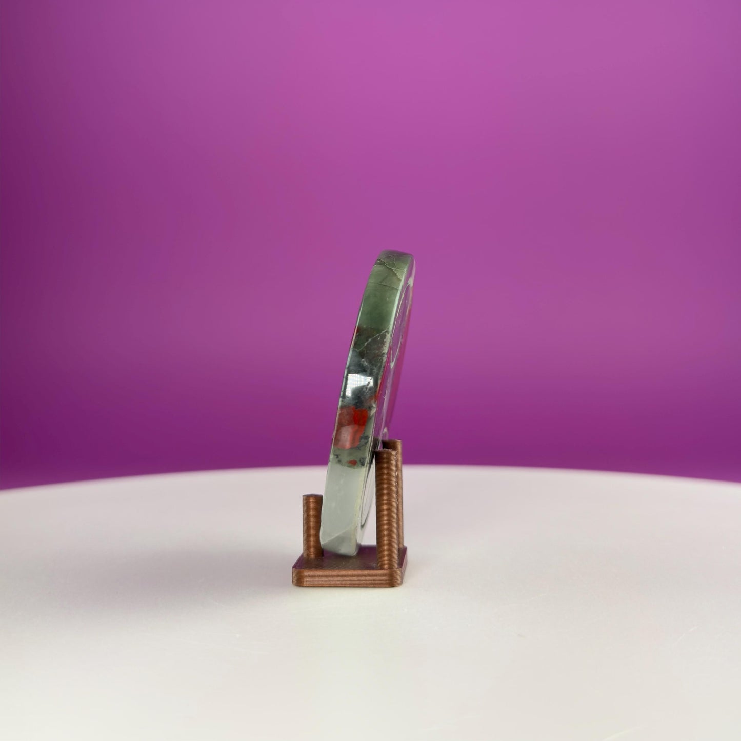 African Bloodstone Money Coin  Prosperity & Grounding Crystal Disk (63g)