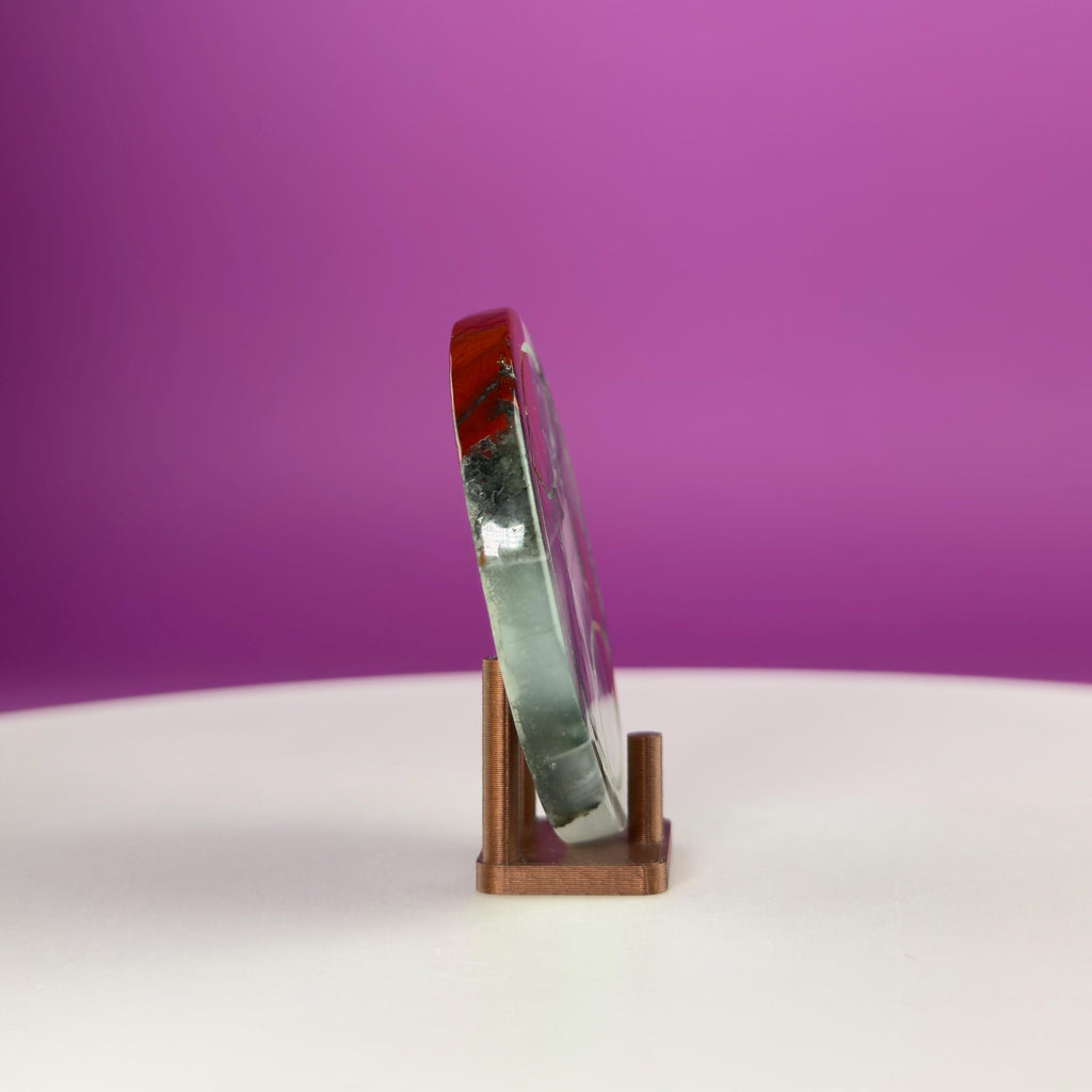 African Bloodstone Money Coin  Prosperity & Grounding Crystal Disk (63g)