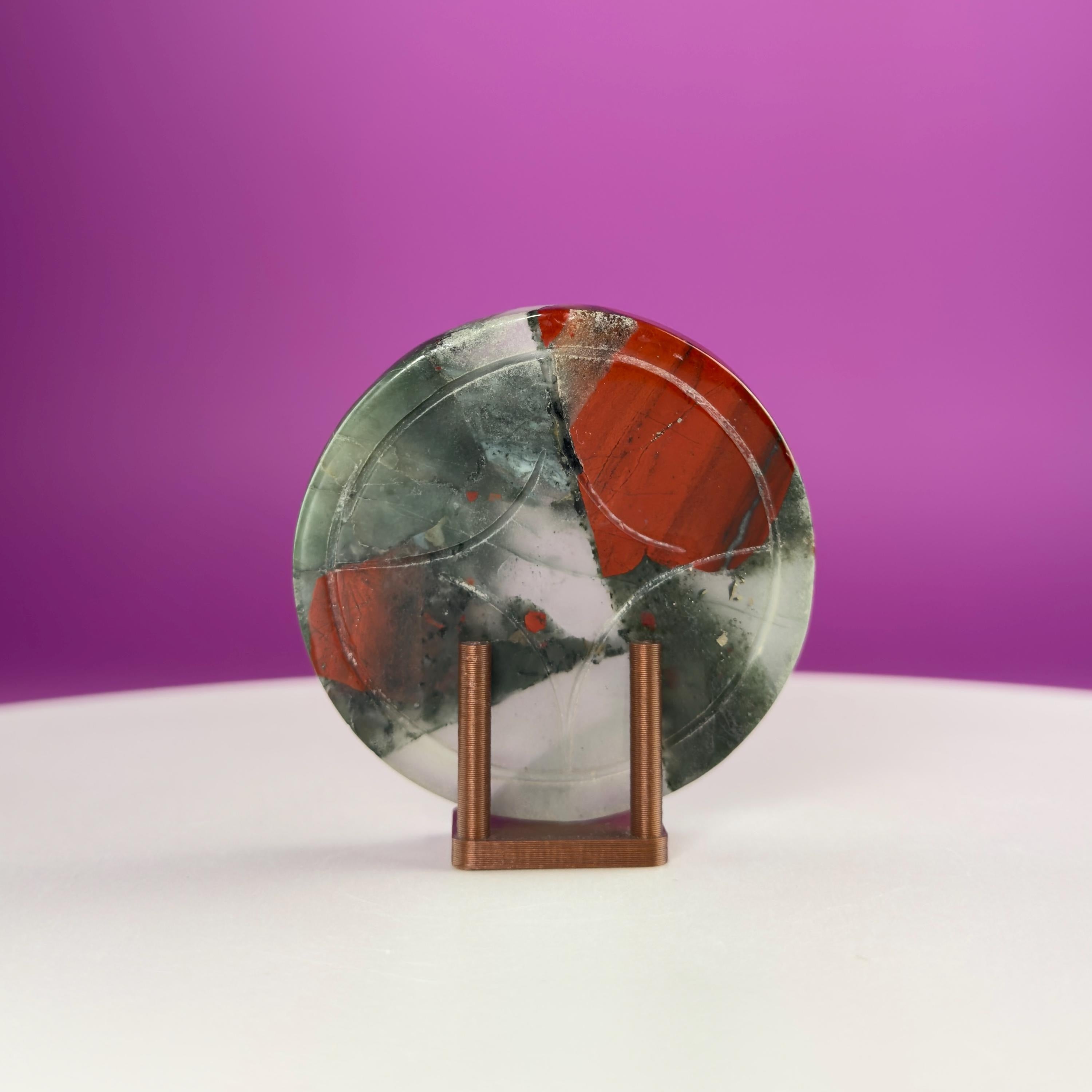 African Bloodstone Money Coin  Prosperity & Grounding Crystal Disk (63g)