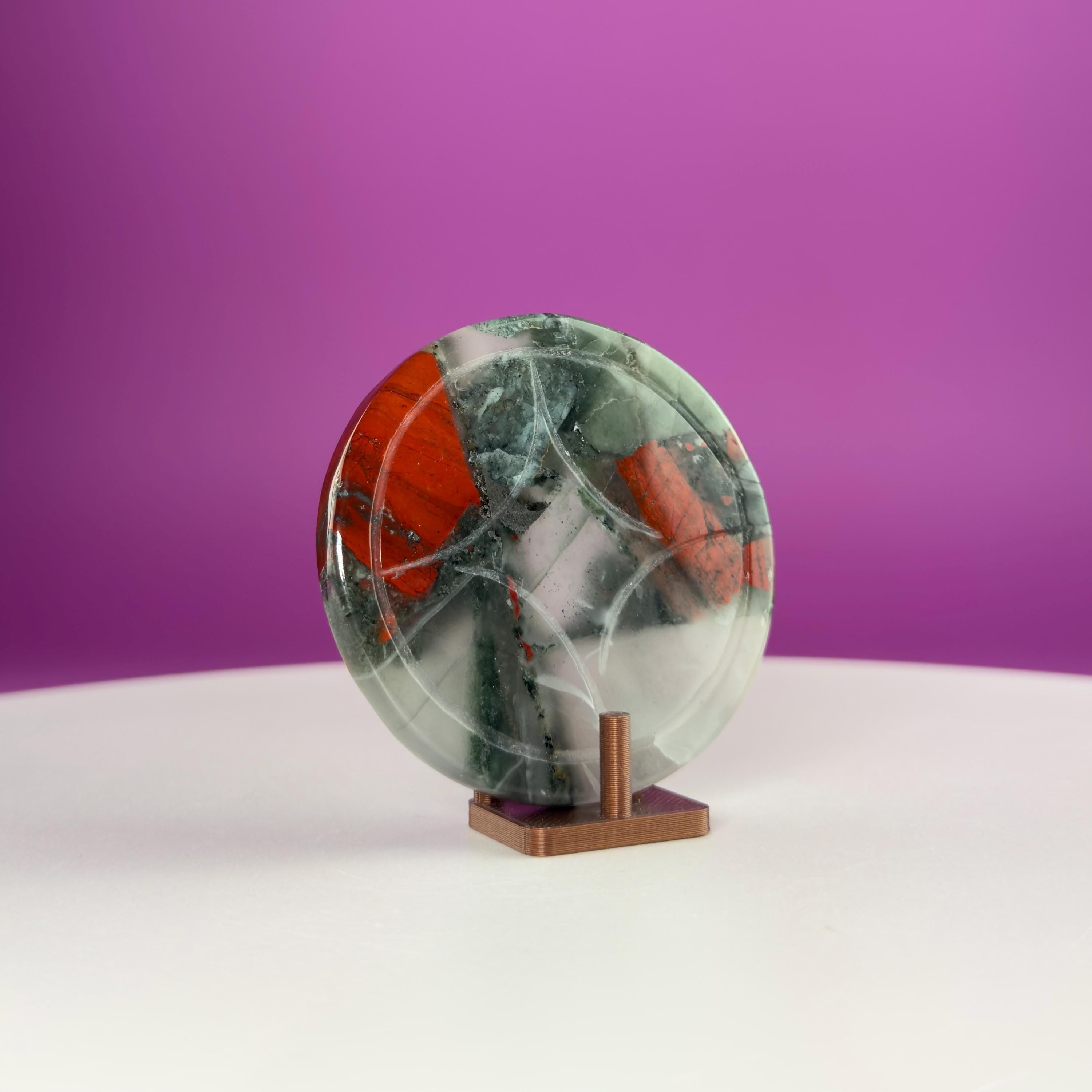 African Bloodstone Money Coin  Prosperity & Grounding Crystal Disk (63g)