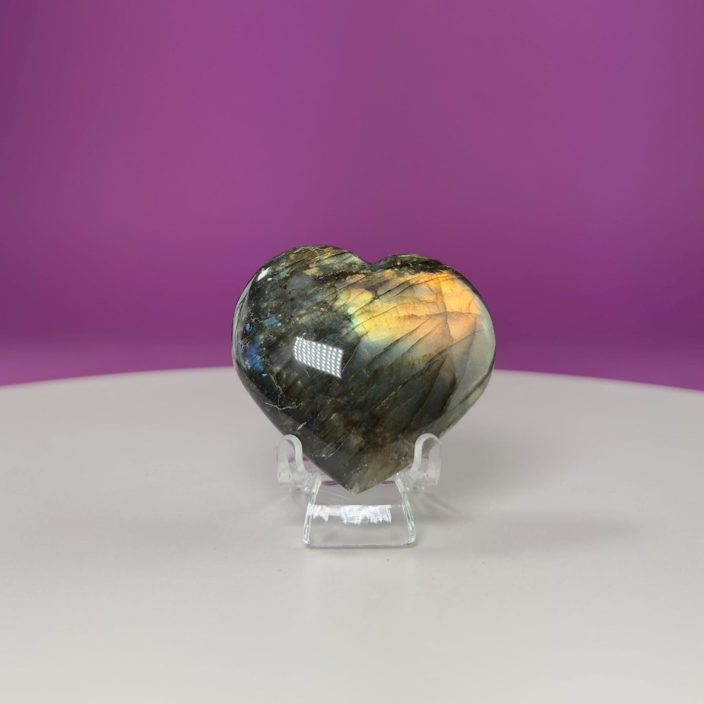 Labradorite Heart Carving, Flashy Labradorite