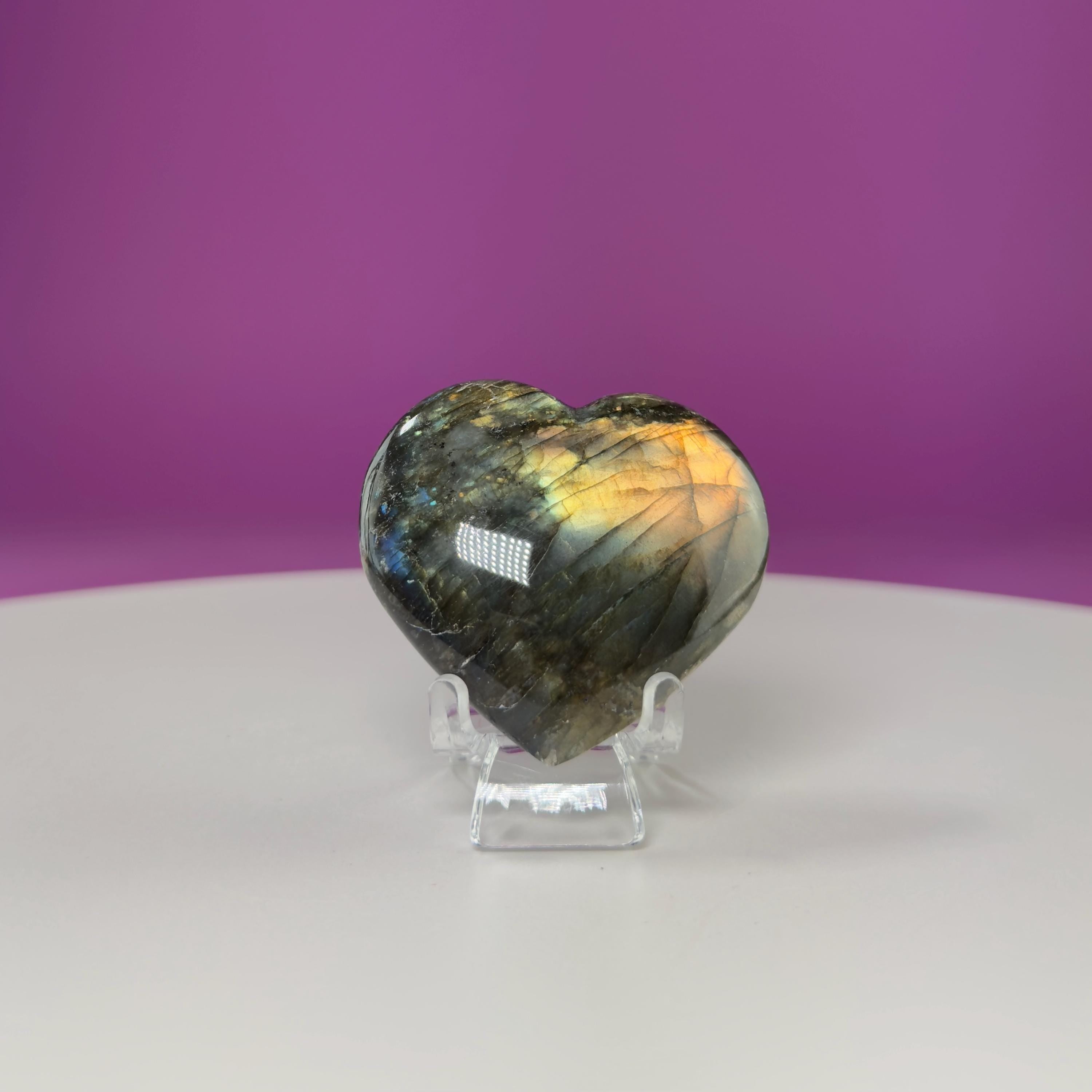 Labradorite Heart Carving, Flashy Labradorite