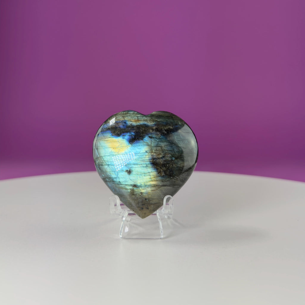 Labradorite Heart Carving, Flashy Labradorite